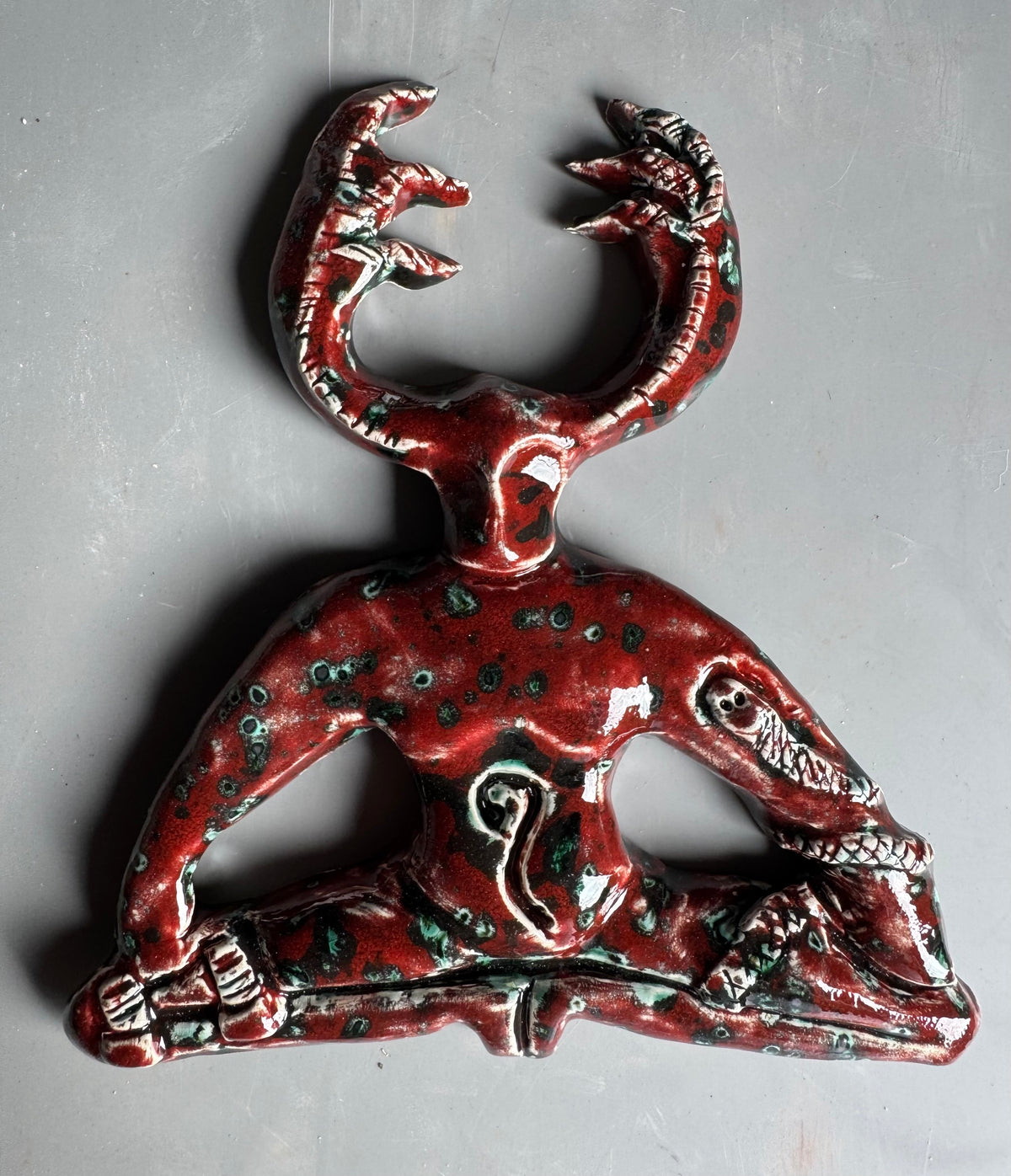 Horned God Wall Plaque - Red