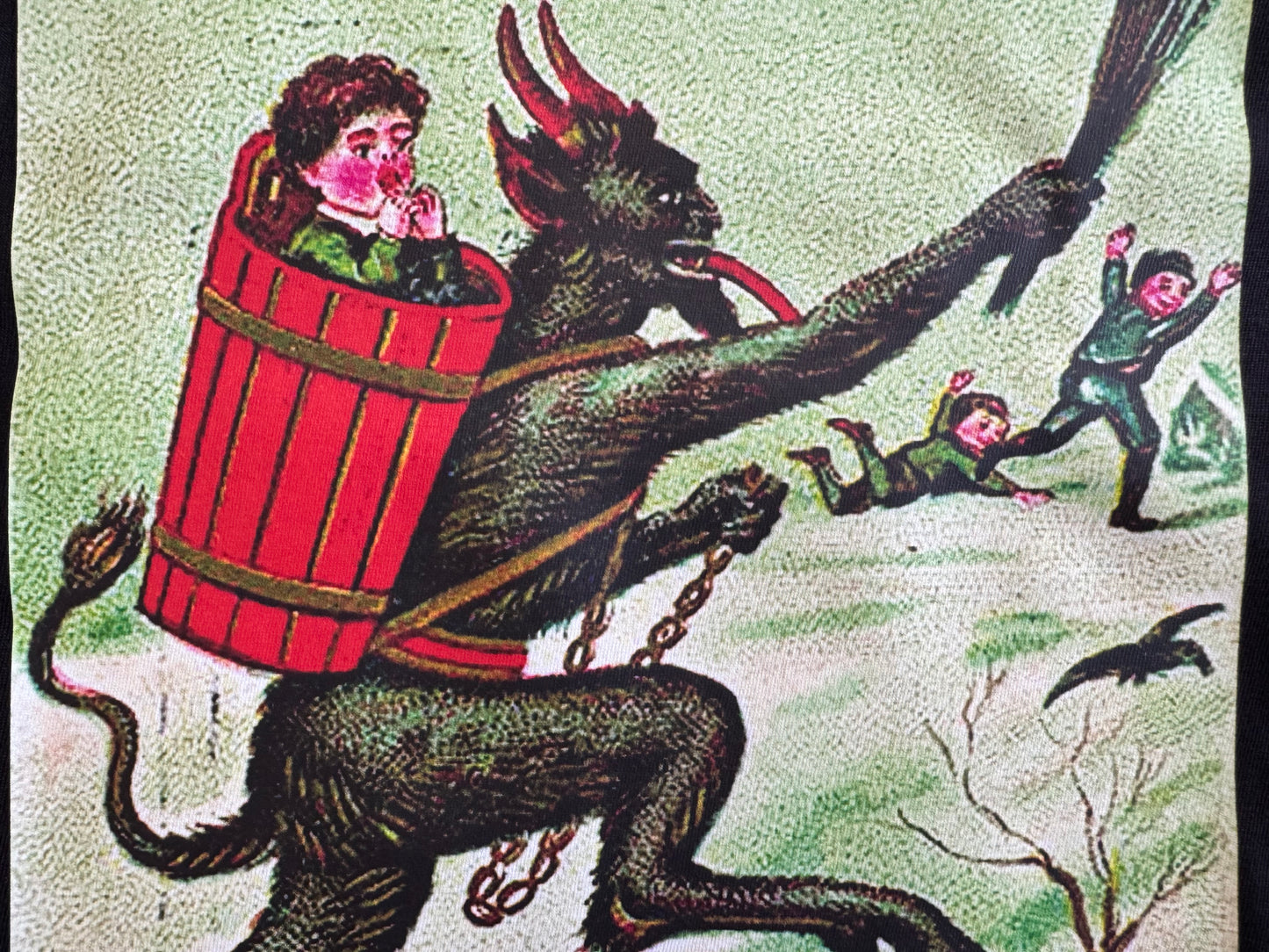 LADIES T Shirt - Krampus (child in barrel)