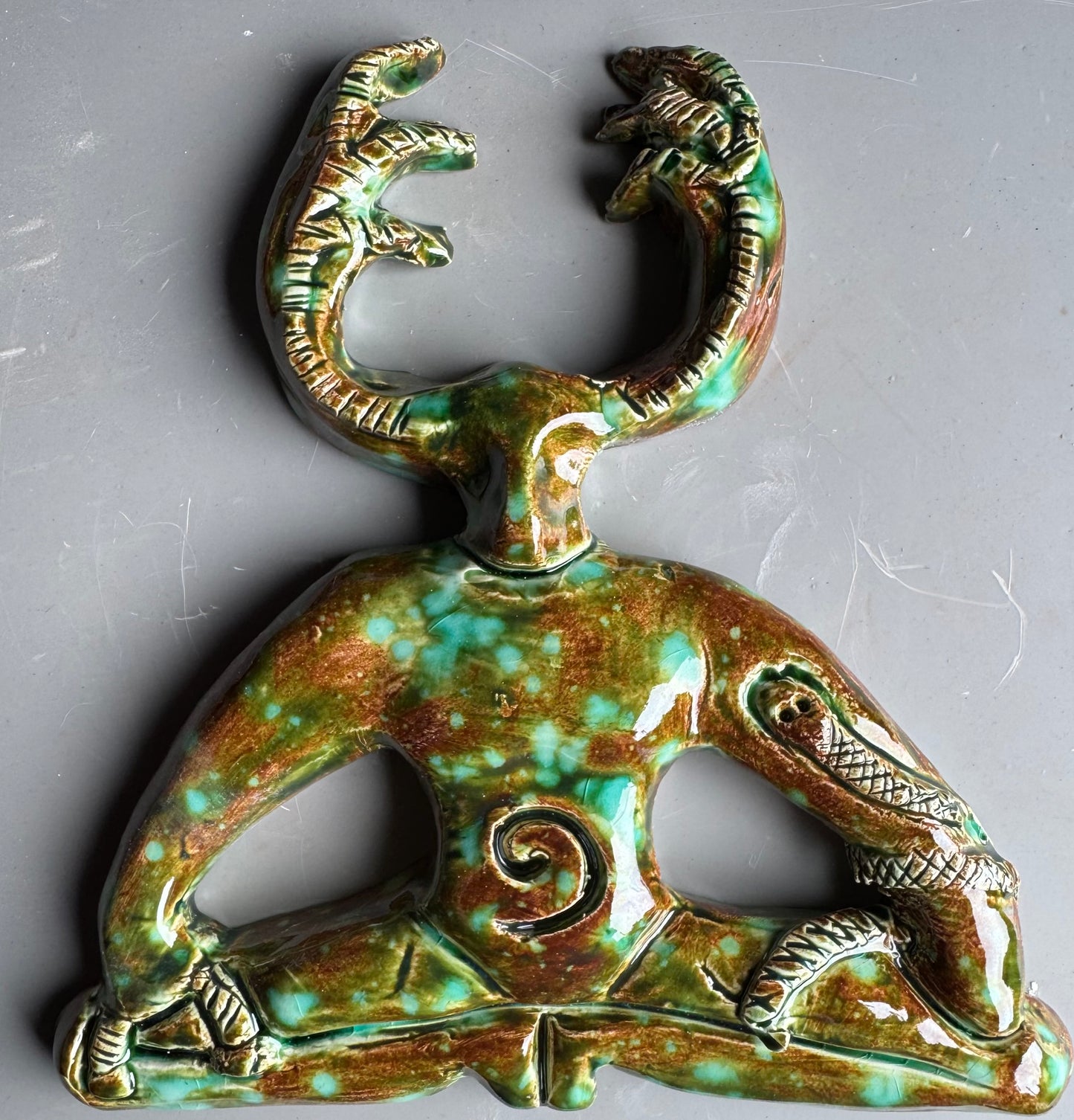 Horned God Wall Plaque -forest glaze