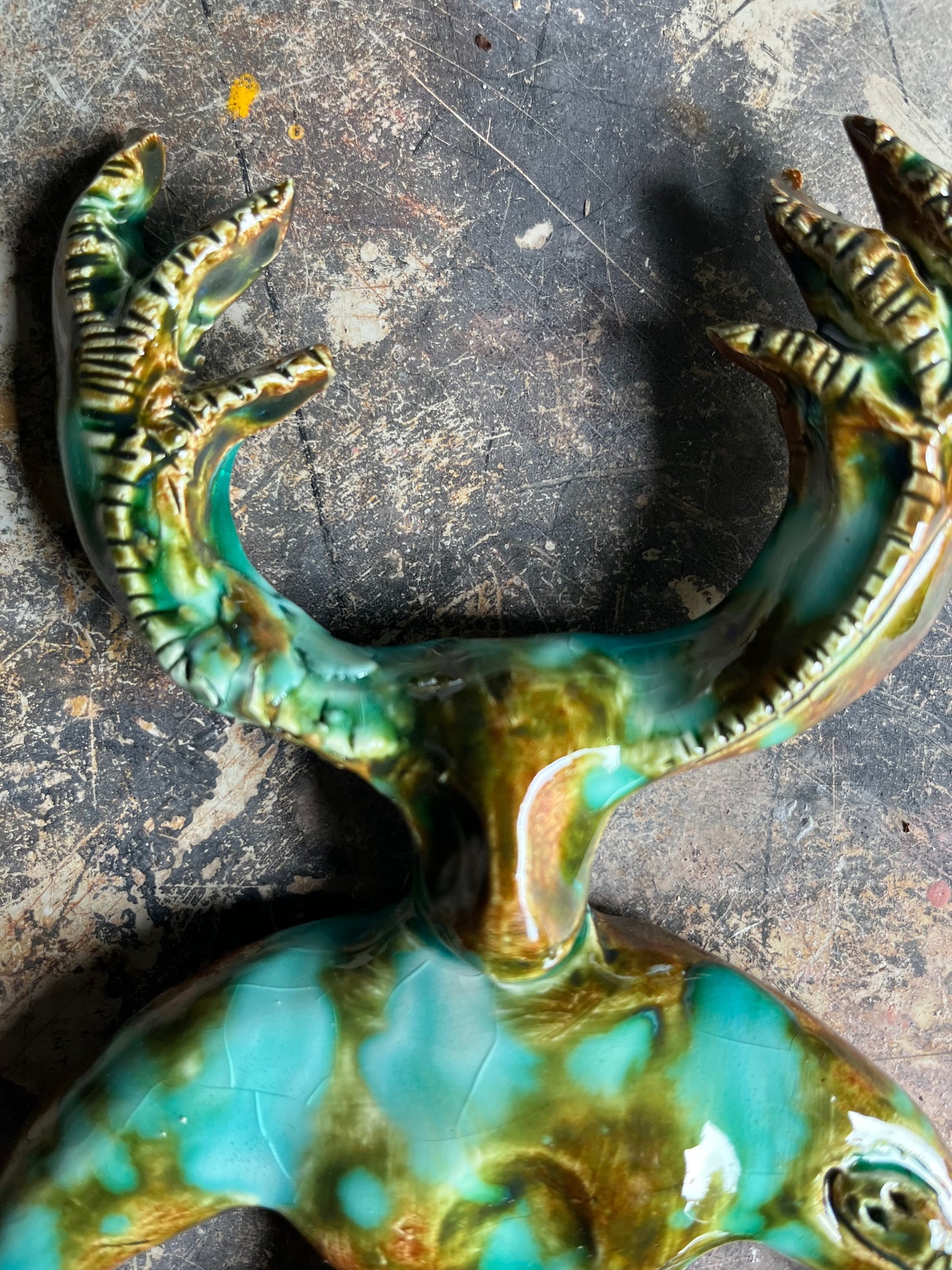 Horned God Wall Plaque -forest glaze imperfect