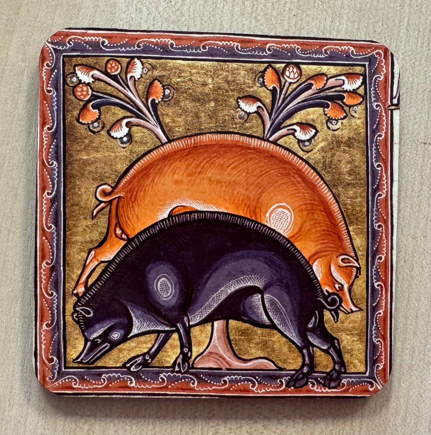 Medieval Wild Boar coasters - set of 4