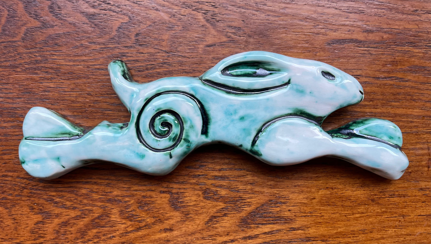 Large Leaping Hare Wall Plaque with oxides