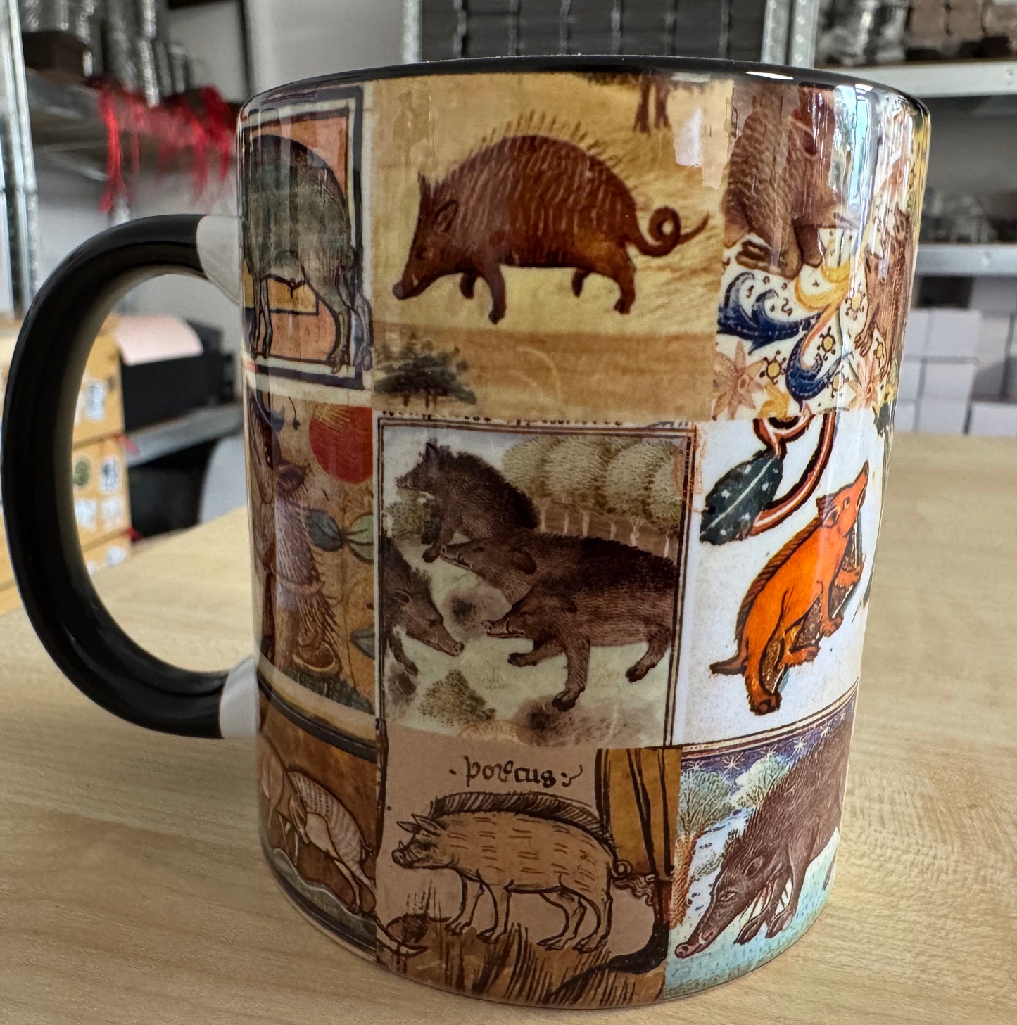 Medieval Wild Boar Collage Mug