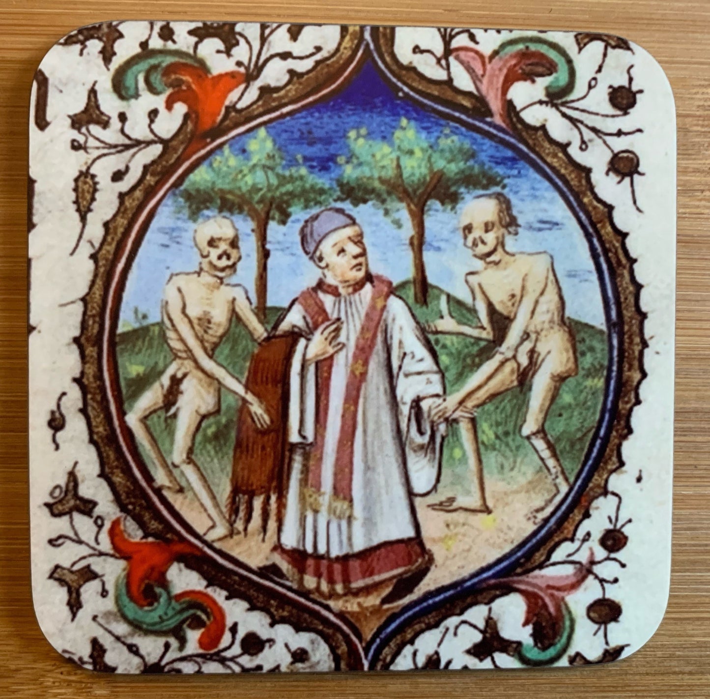 Medieval Dance of Death coasters - set of 4