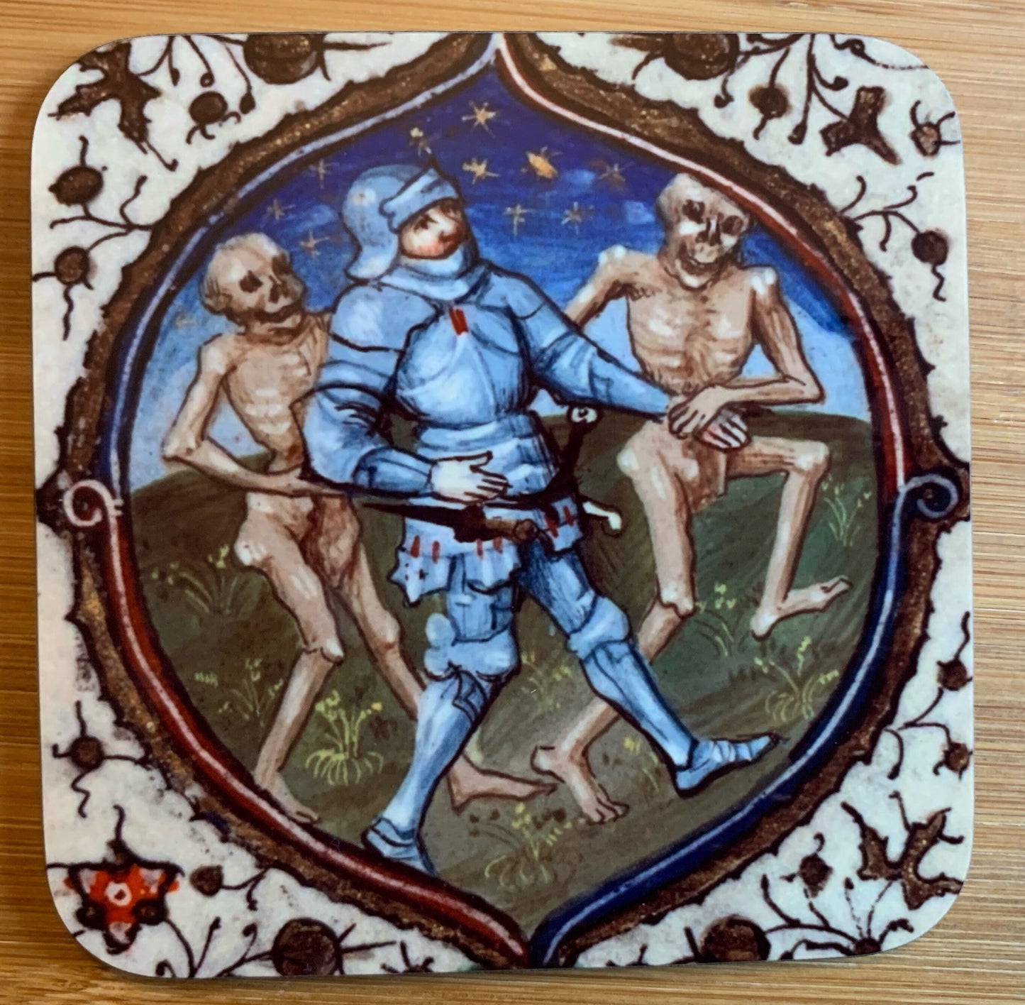 Medieval Dance of Death coasters - set of 4