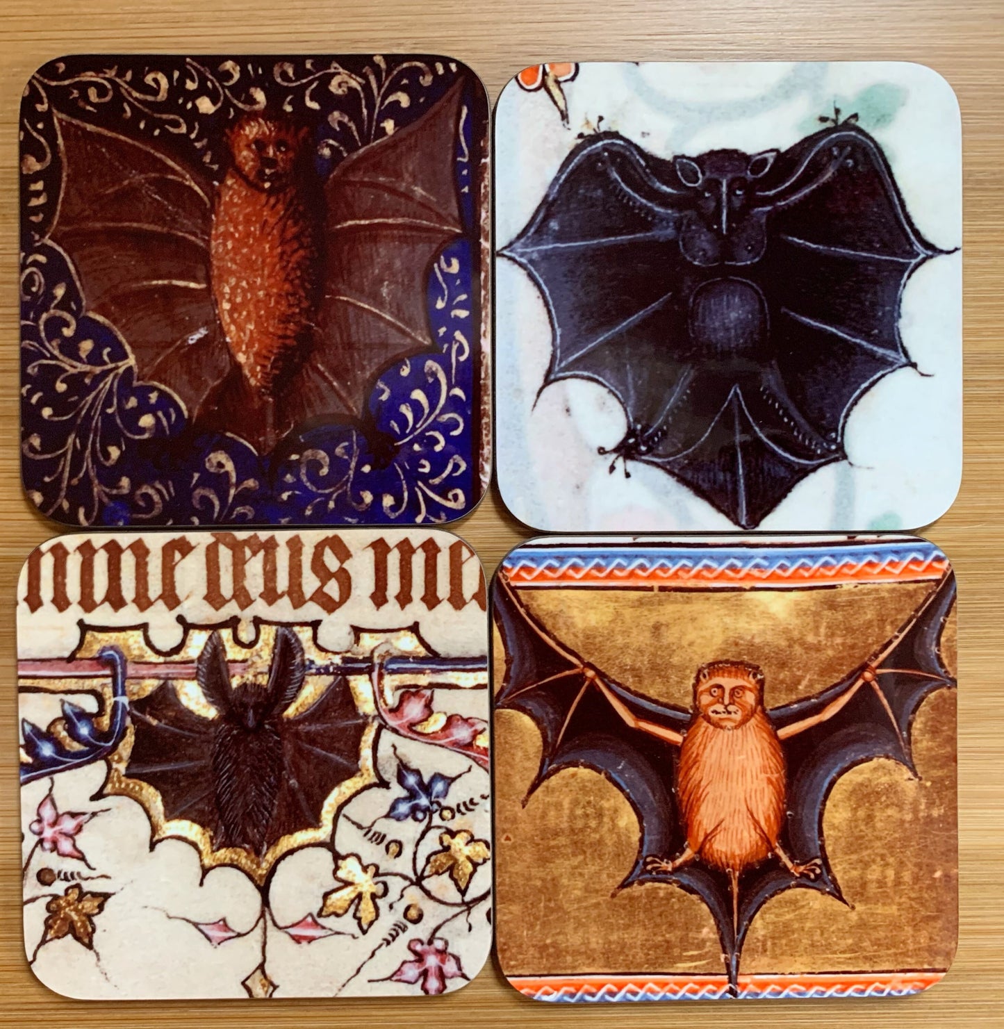 Medieval Bat coasters - set of 4