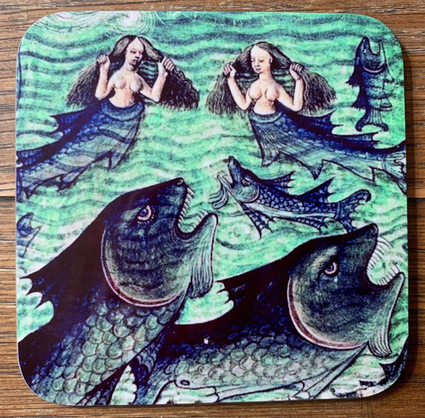 Medieval Mermaid coasters - set of 4