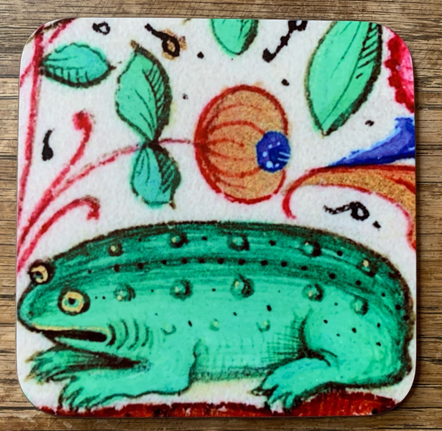 Medieval Angry Snail vs Terrified Toad coasters - set of 4