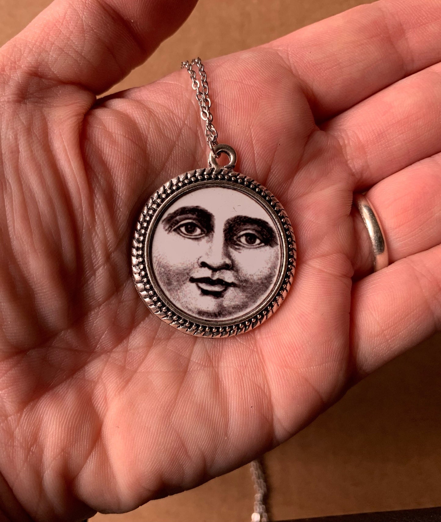 Vintage Moon Face Pendant