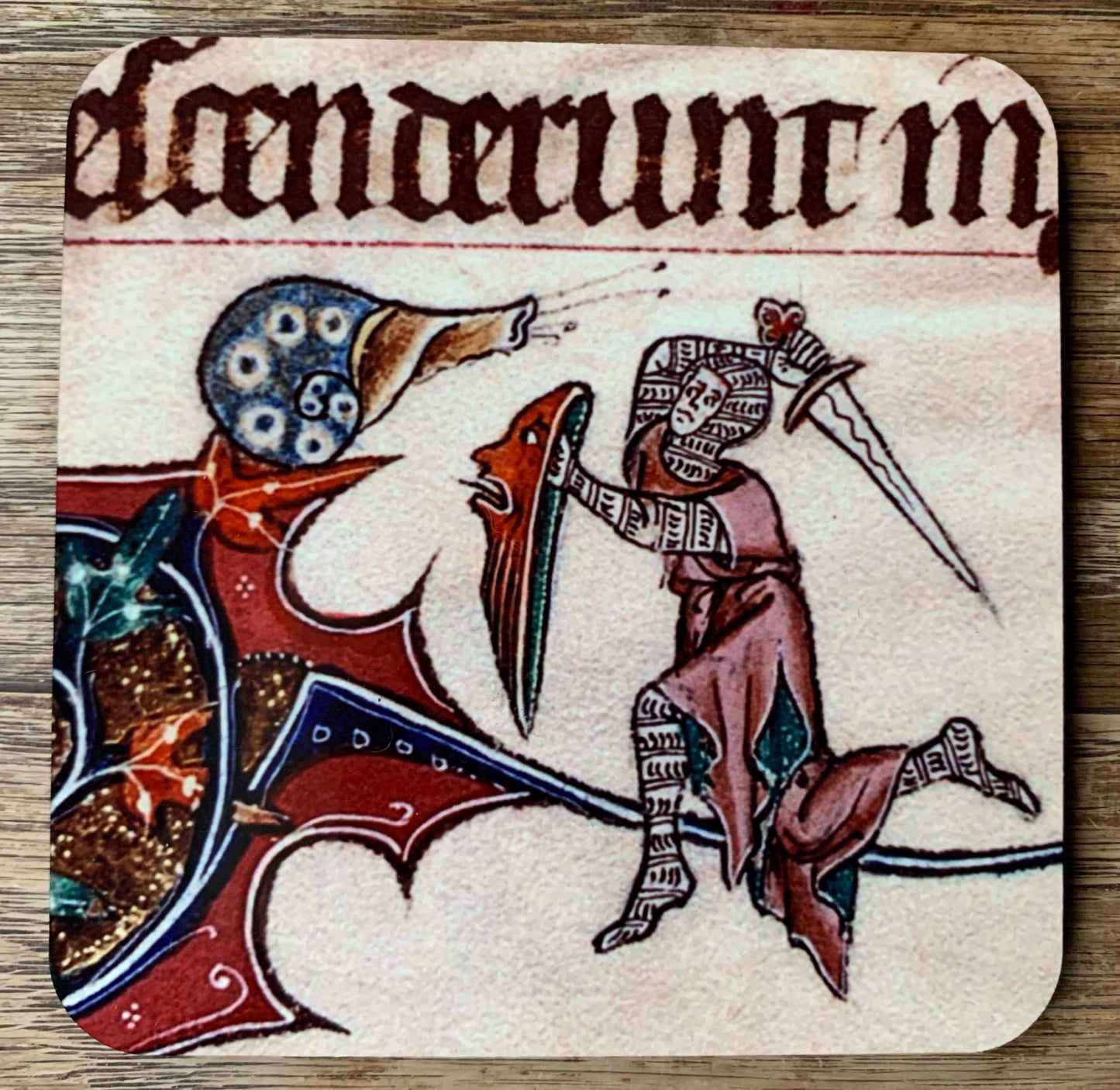 Medieval Knight vs Snail coasters - set of 4
