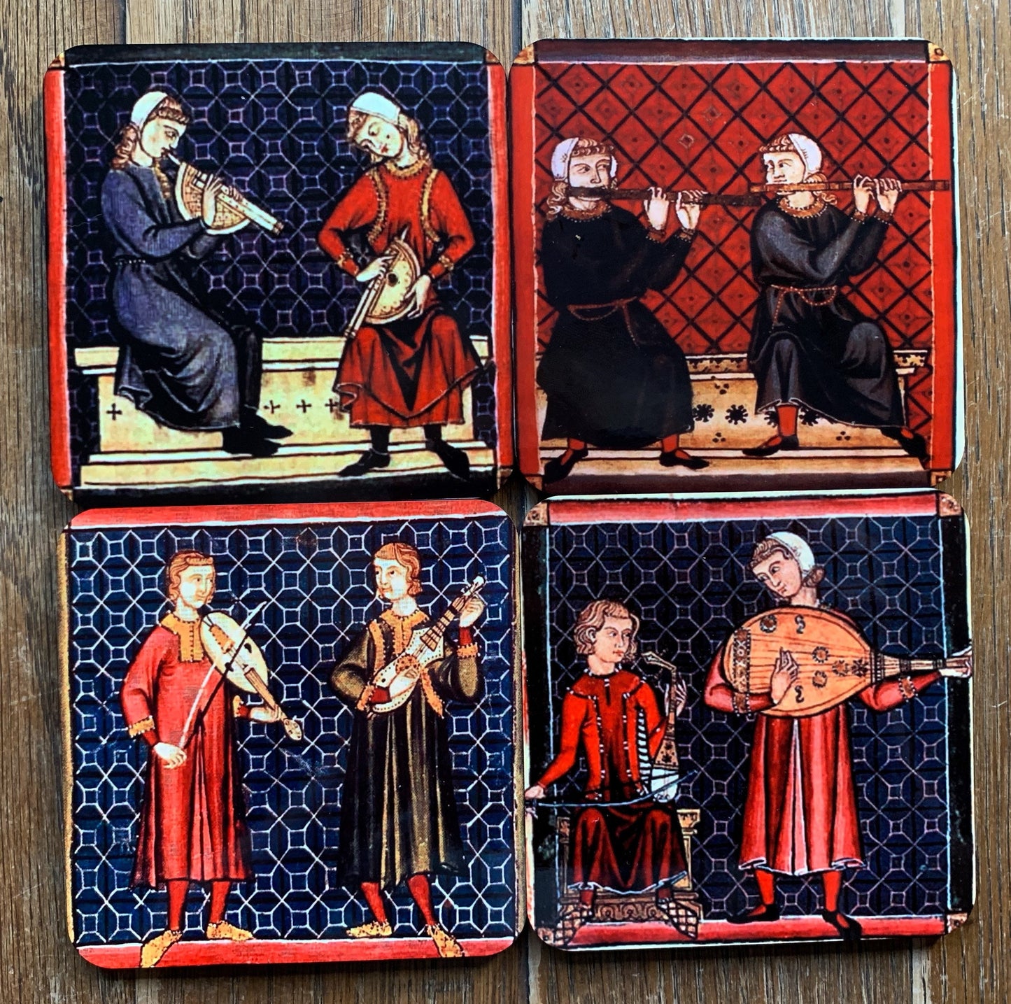 Medieval Minstrel coasters - set of 4