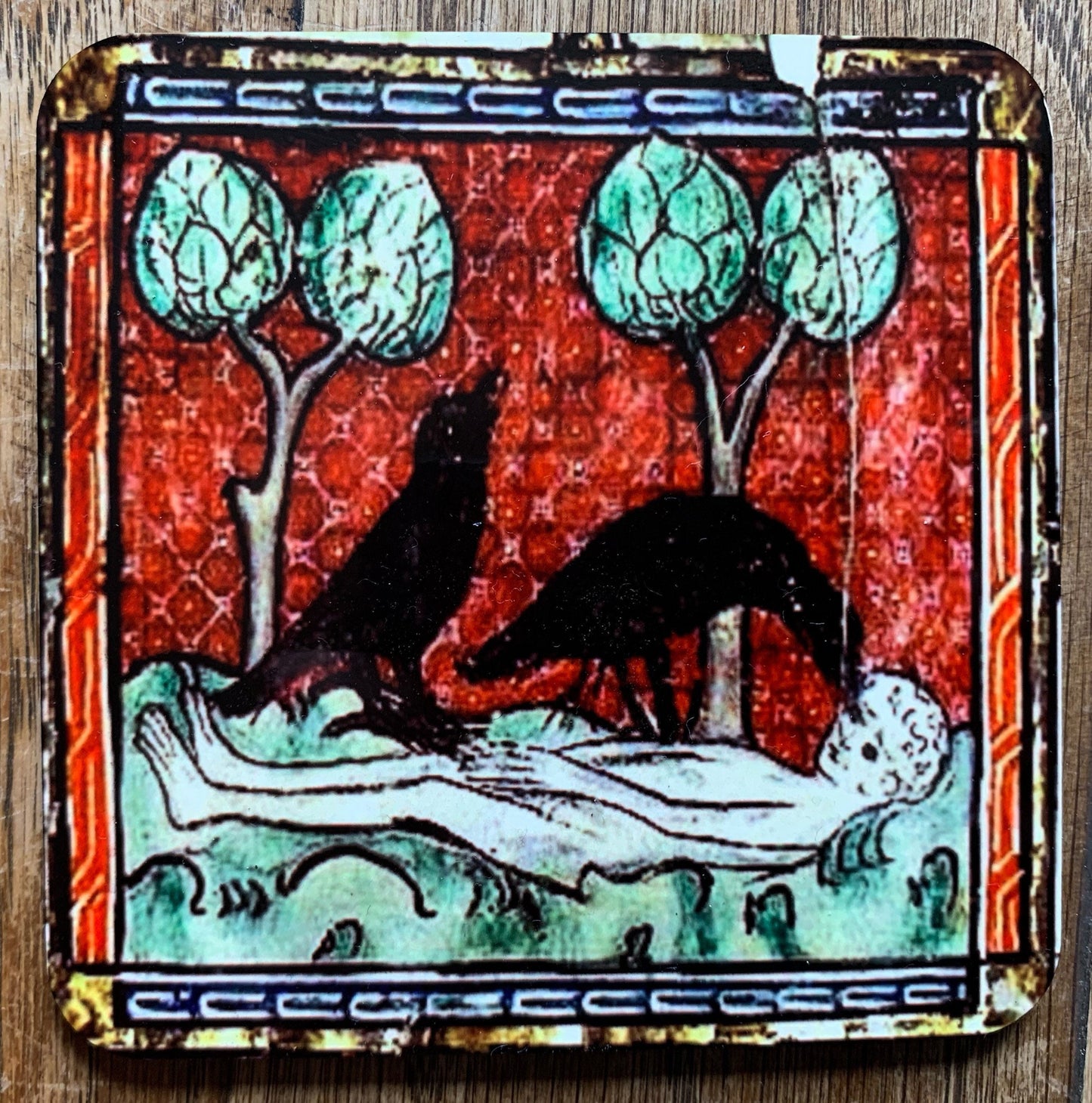 Medieval Crow coasters - set of 4