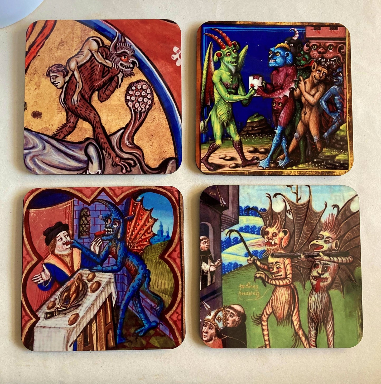 Cute Medieval Demon coasters - set of 4