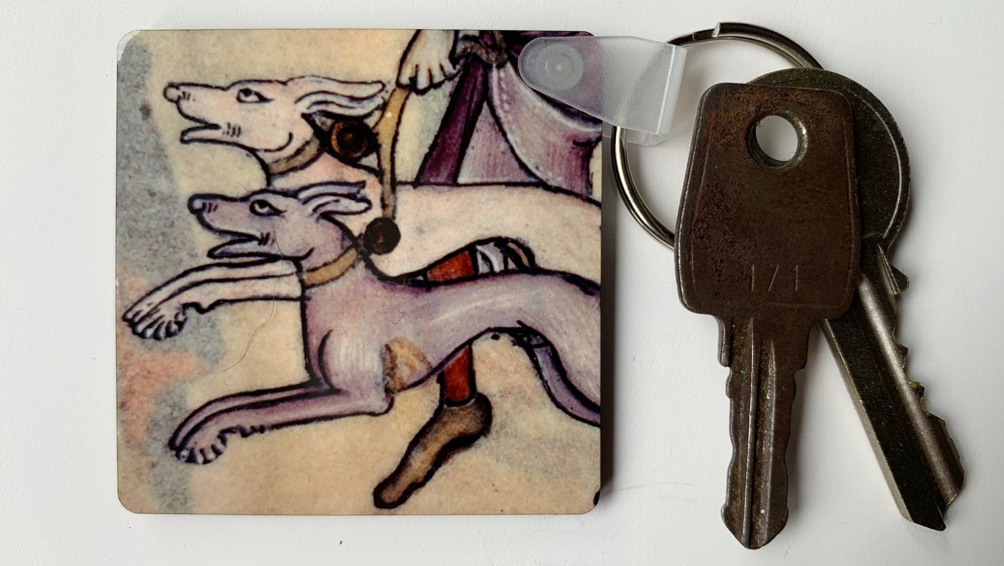 Medieval Greyhound Keyring (double sided)