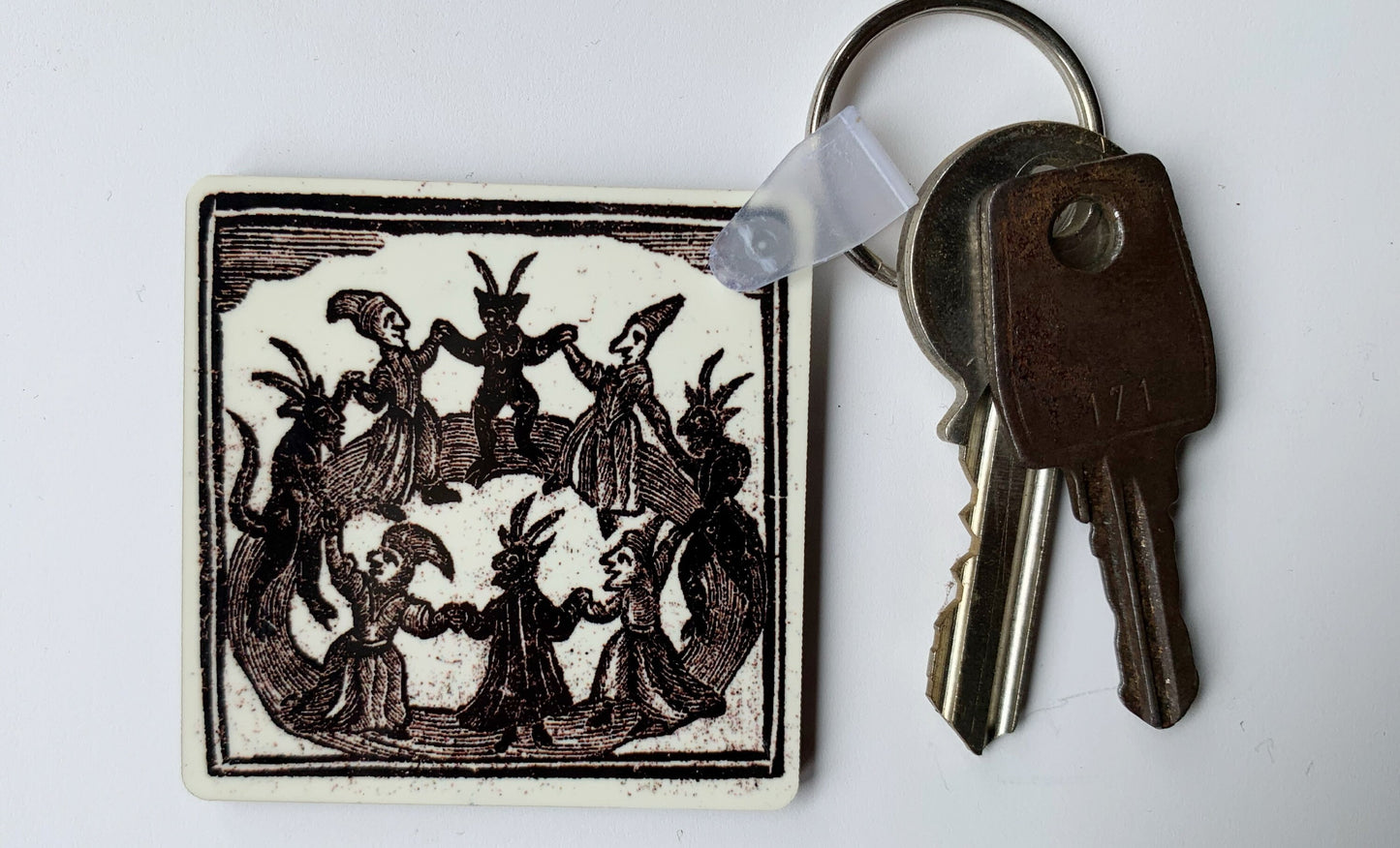 Woodcut Witches Keyring (double sided)