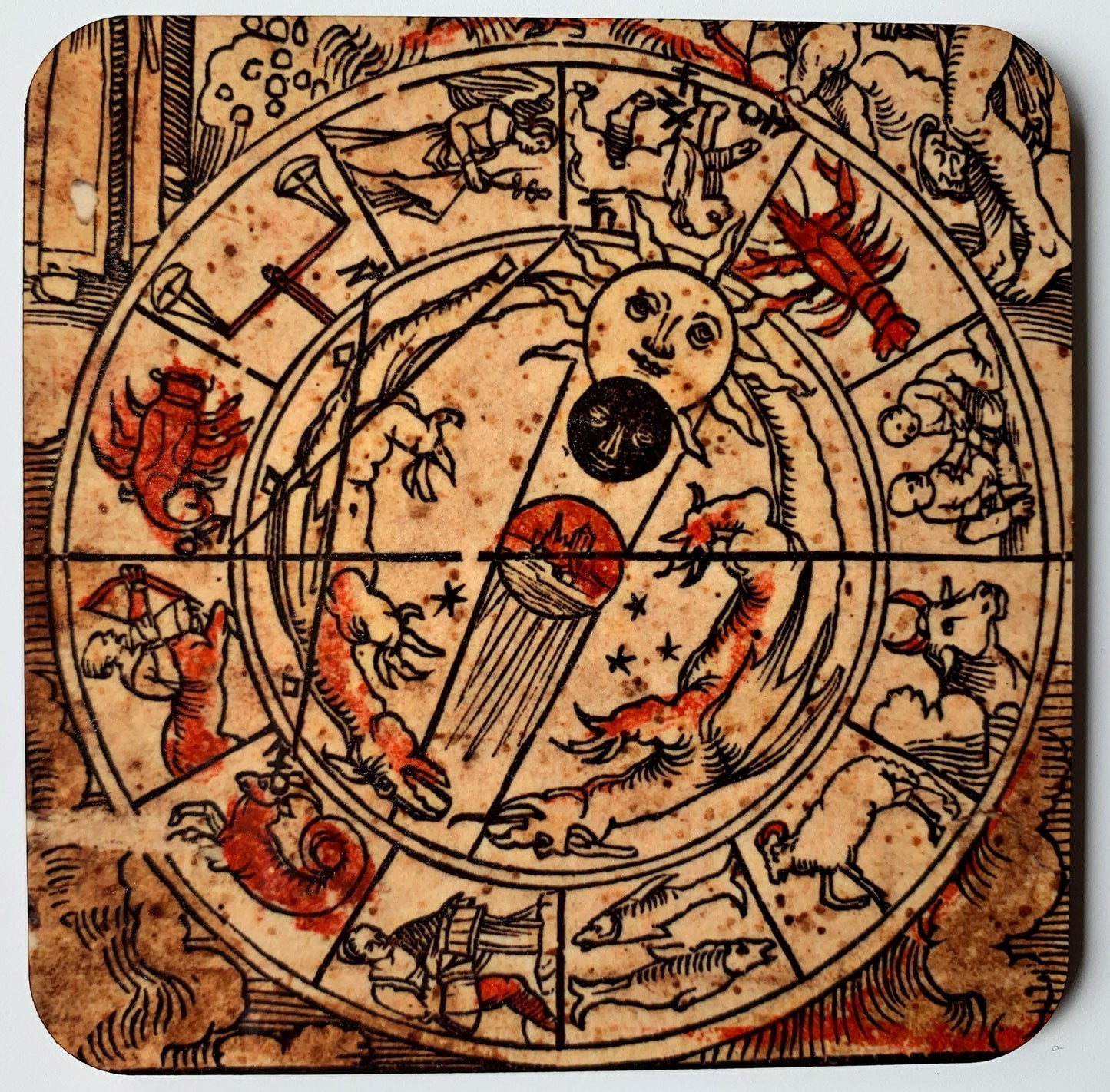 Medieval Zodiac Chart coasters - set of 4