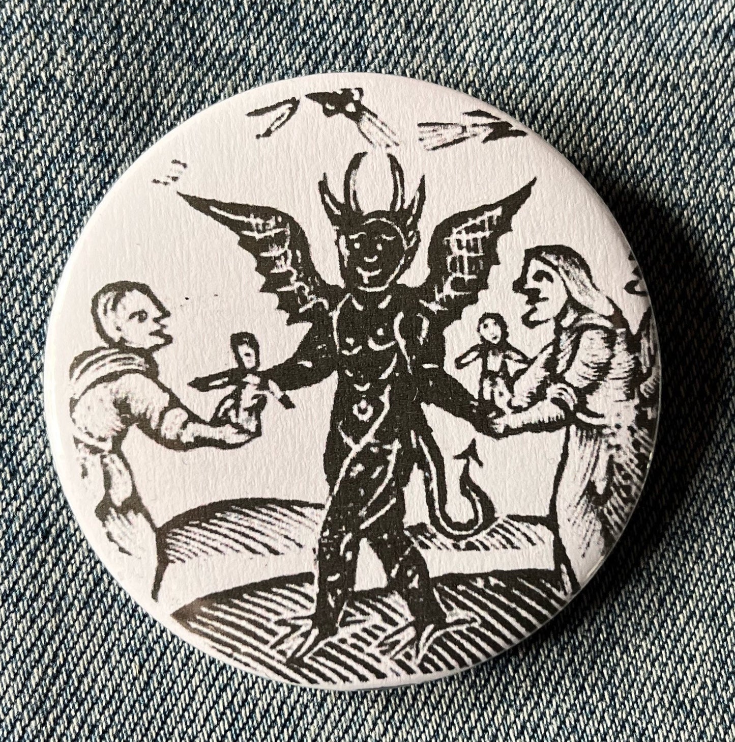 Woodcut Witches Button Badges 32mm - Choose from 4 designs