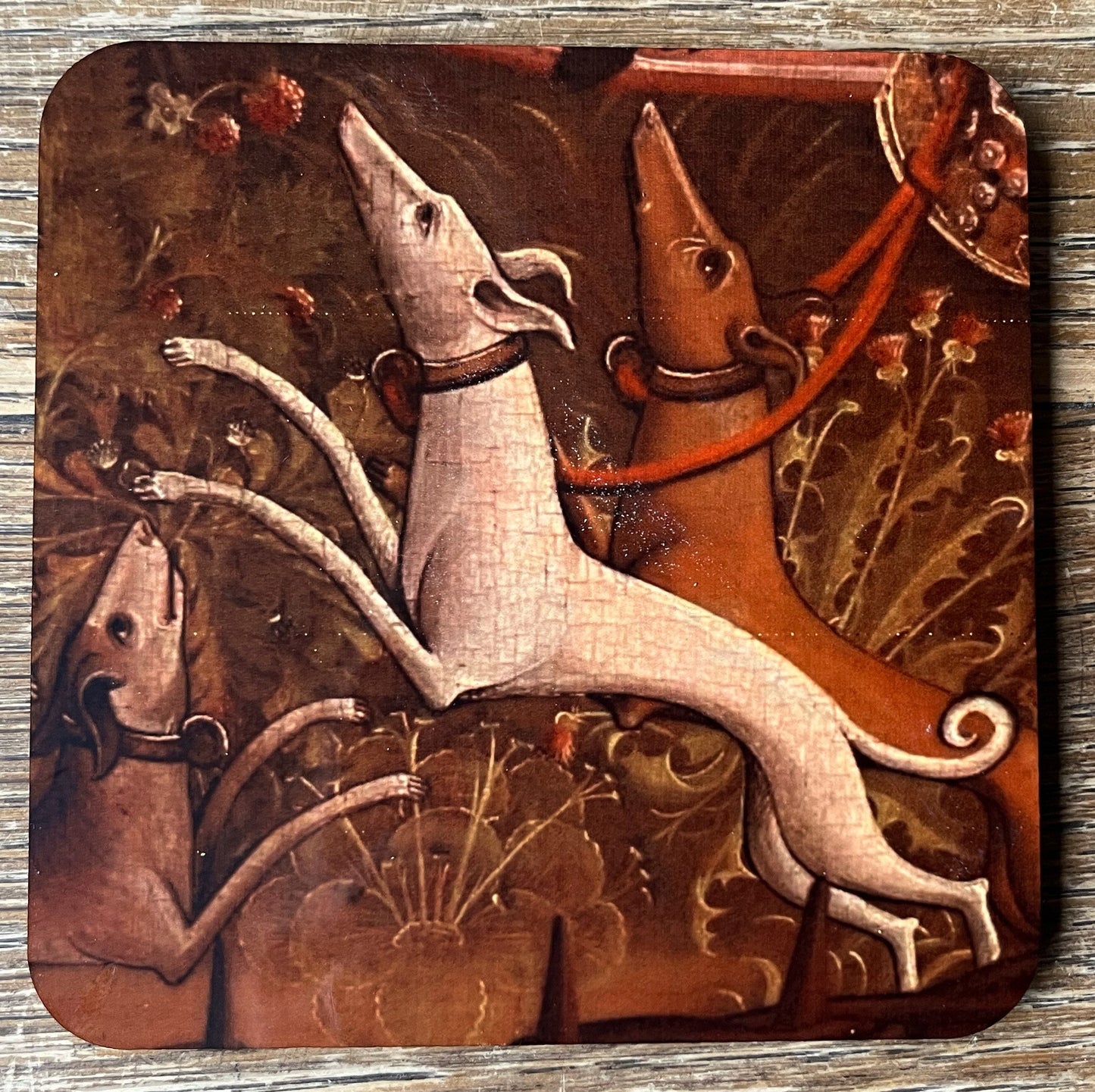Medieval Greyhound coasters - set of 4