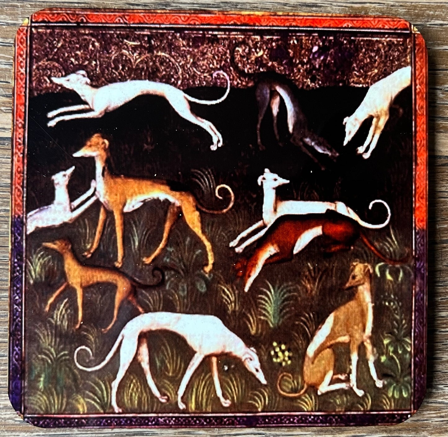 Medieval Greyhound coasters - set of 4