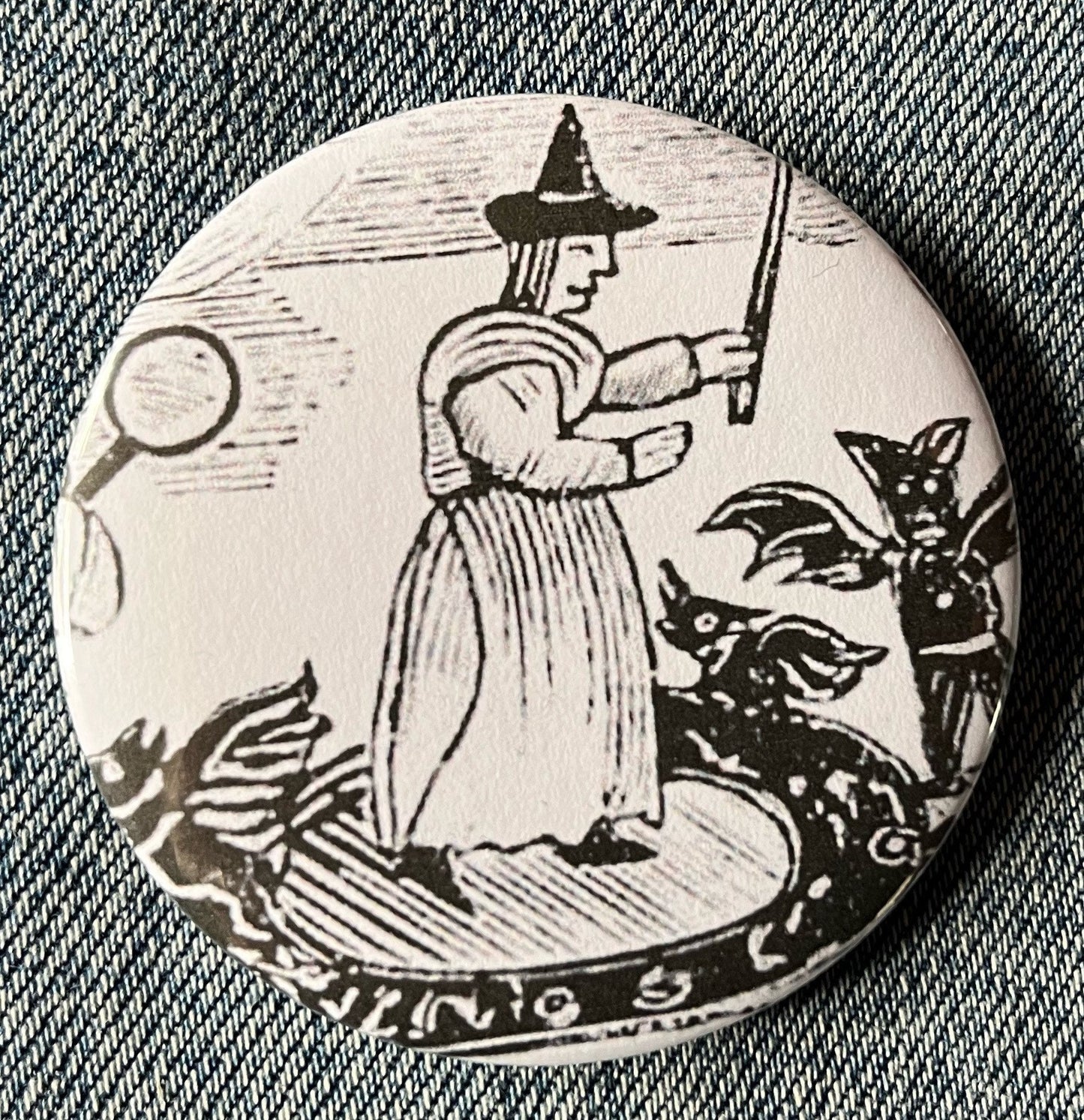 Woodcut Witches Button Badges 32mm - Choose from 4 designs