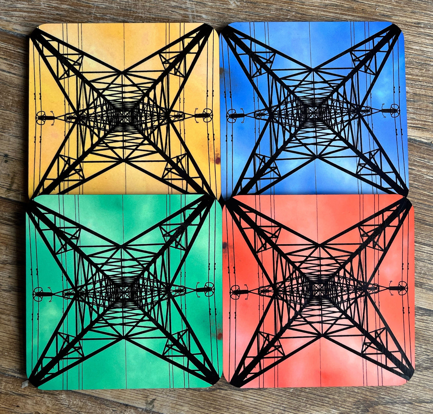 Pylon coasters multicoloured - set of 4