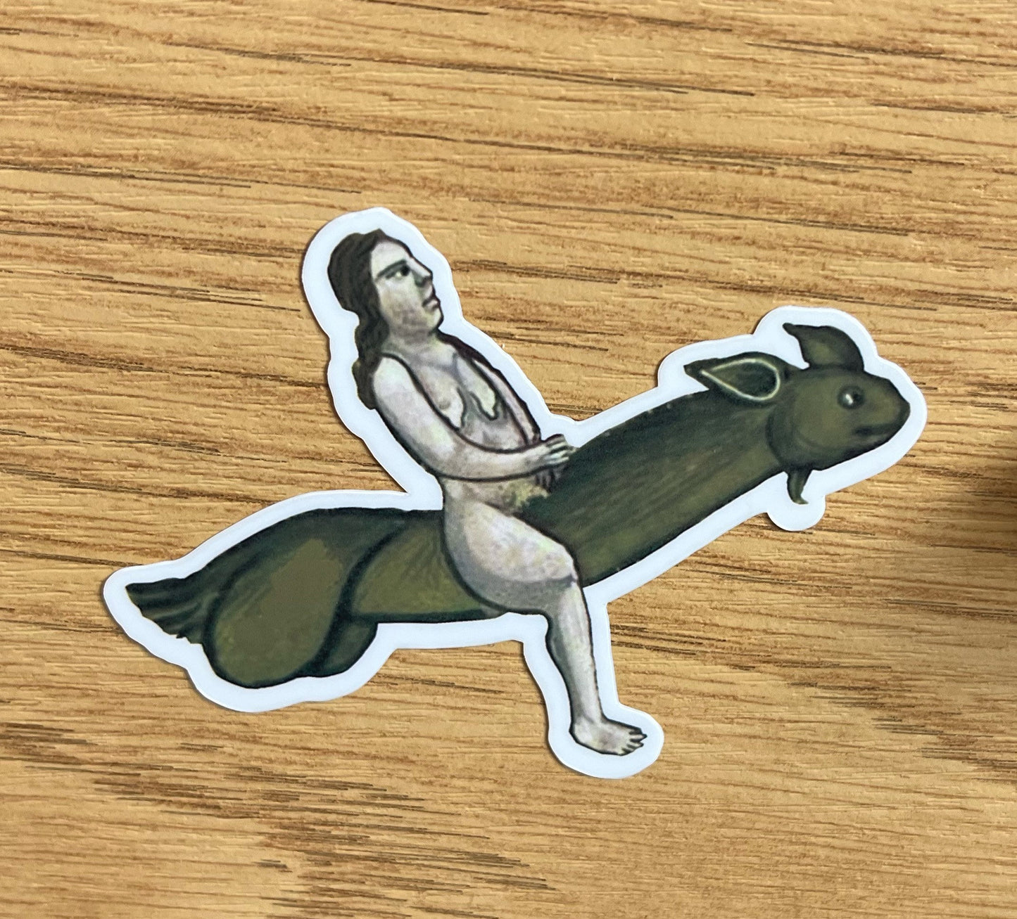Flying Green Penis Riding Witch Sticker