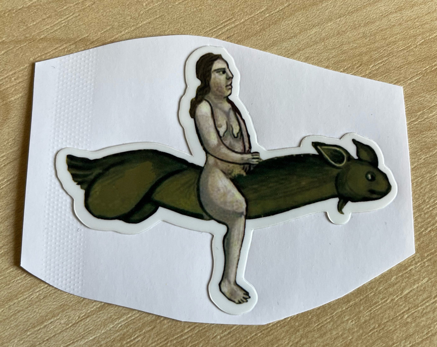Flying Green Penis Riding Witch Sticker