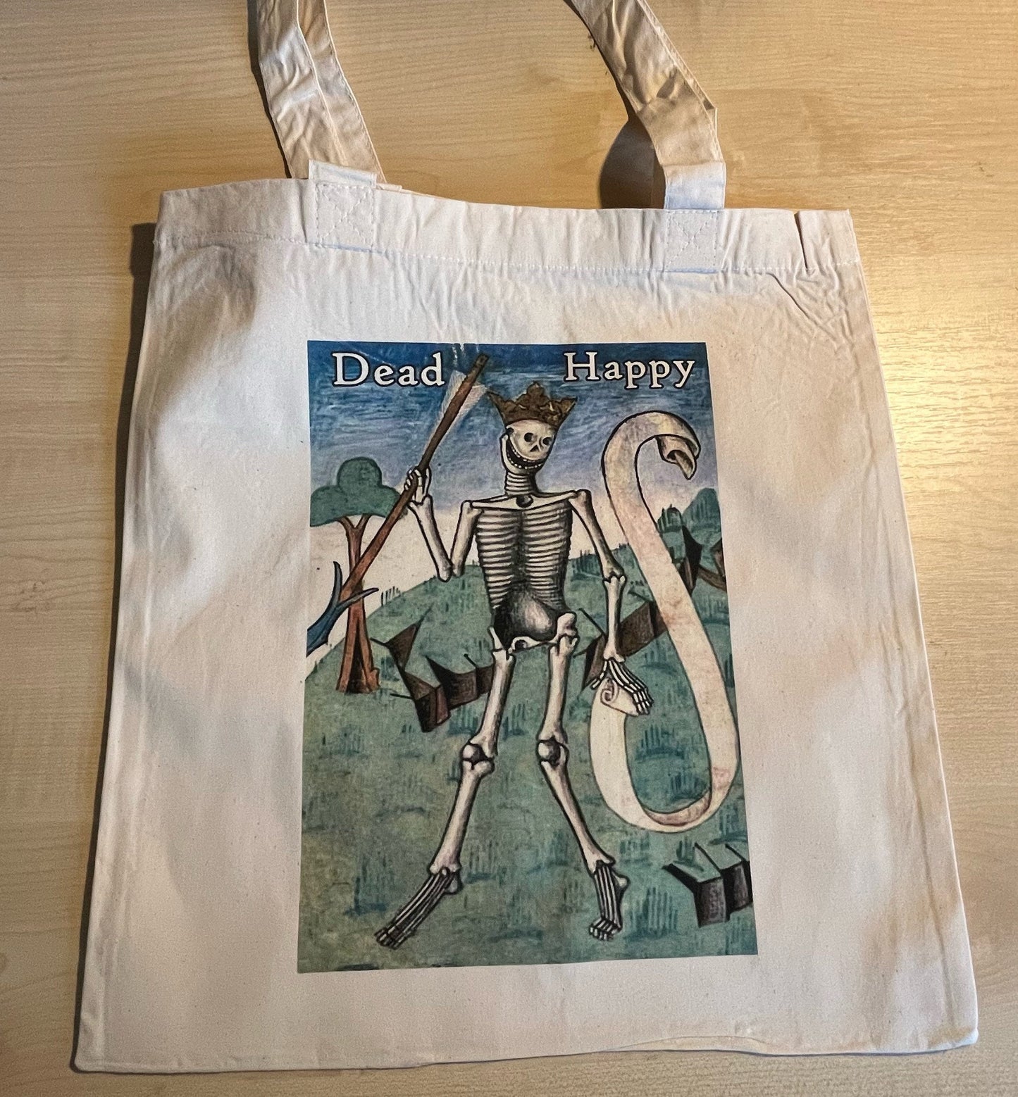 Dead Happy Tote Bag - cotton