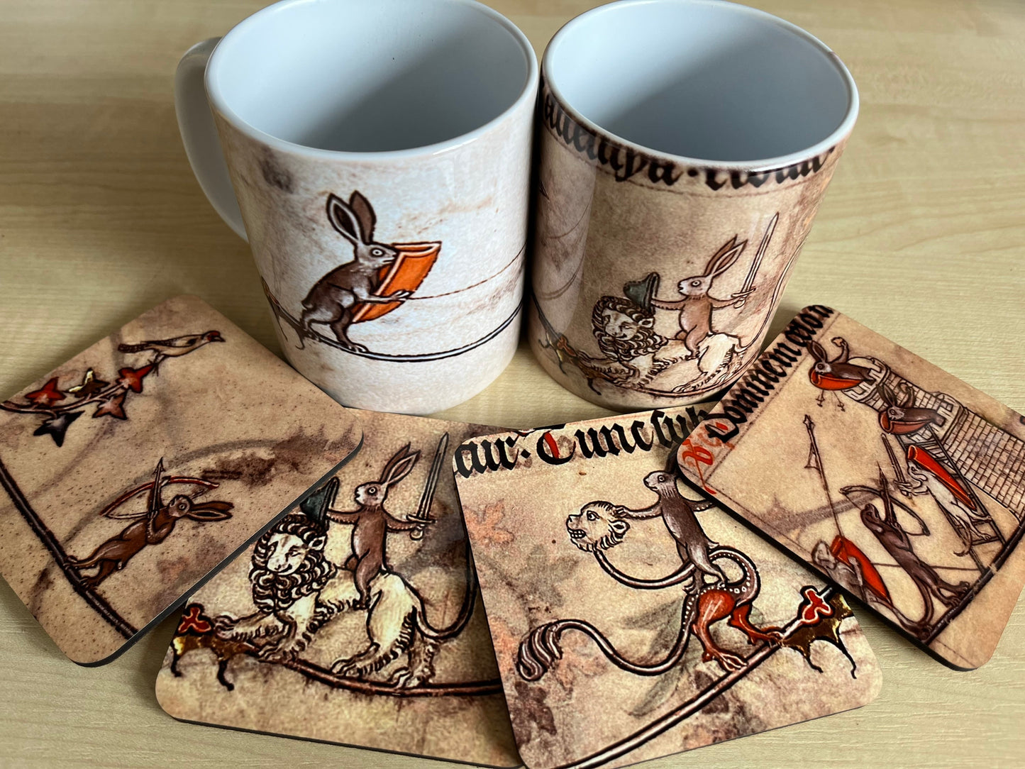 Battle Bunny coasters - set of 4