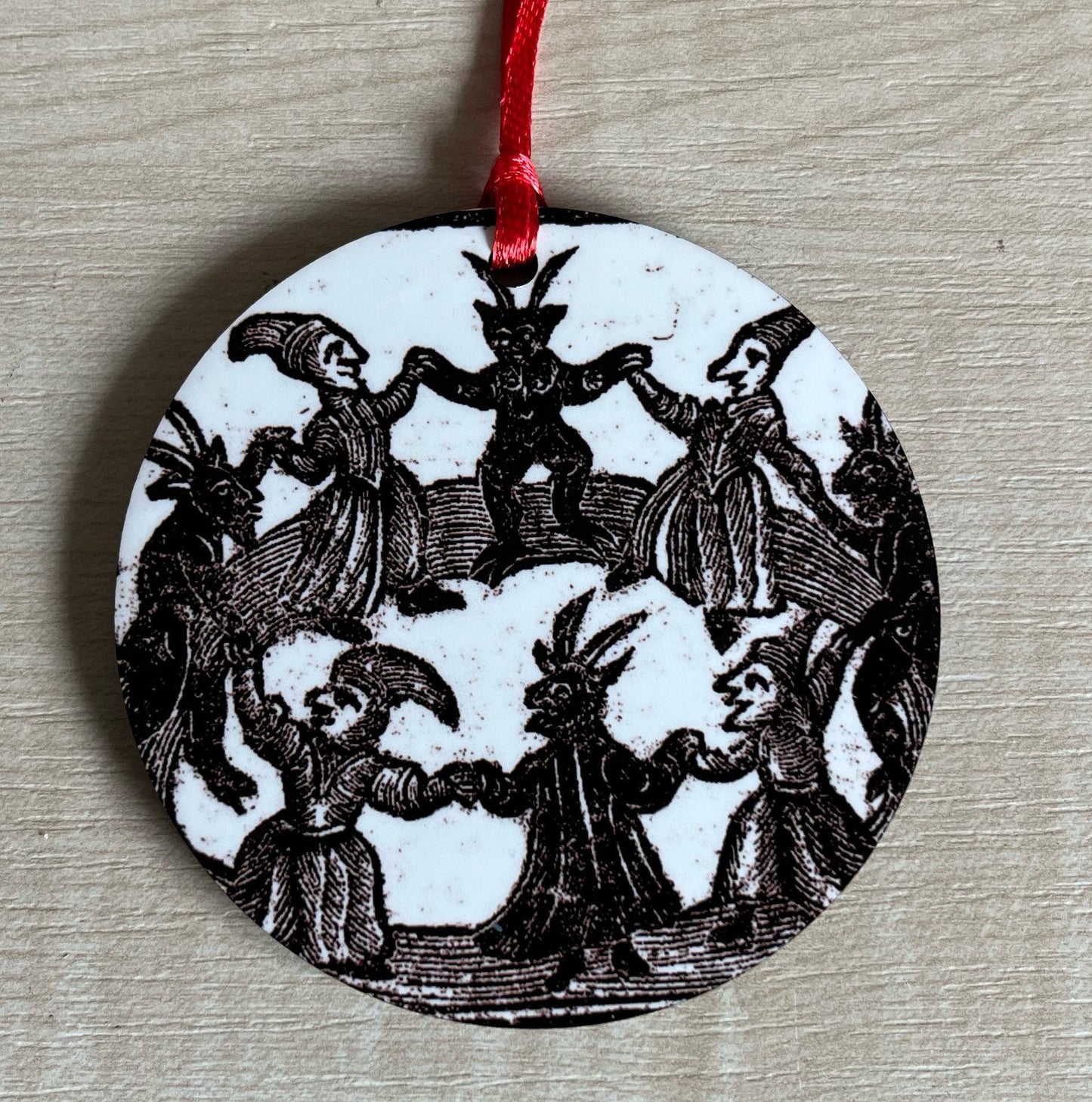 Woodcut Witches Tree Decorations - Double sided