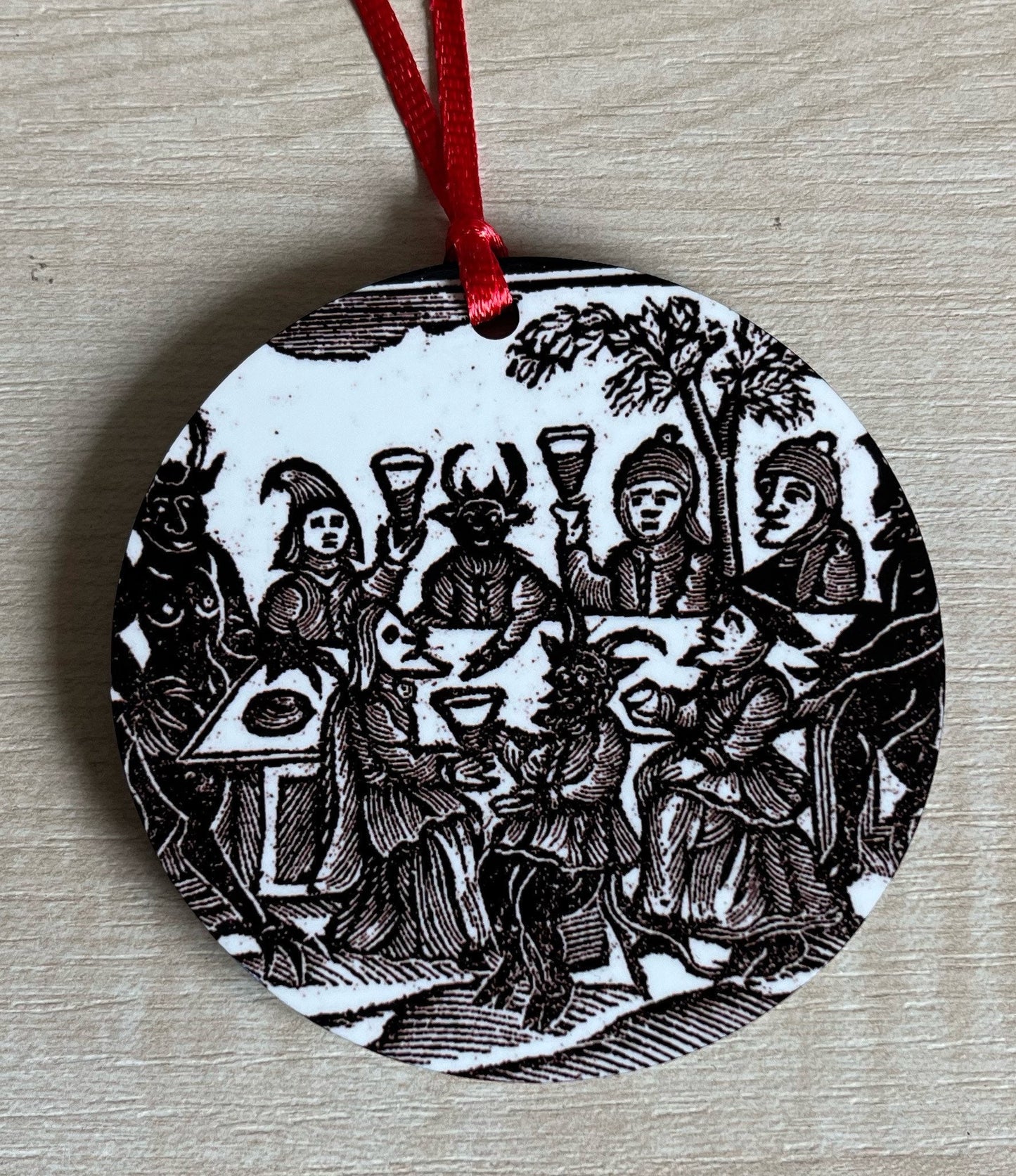 Woodcut Witches Tree Decorations - Double sided