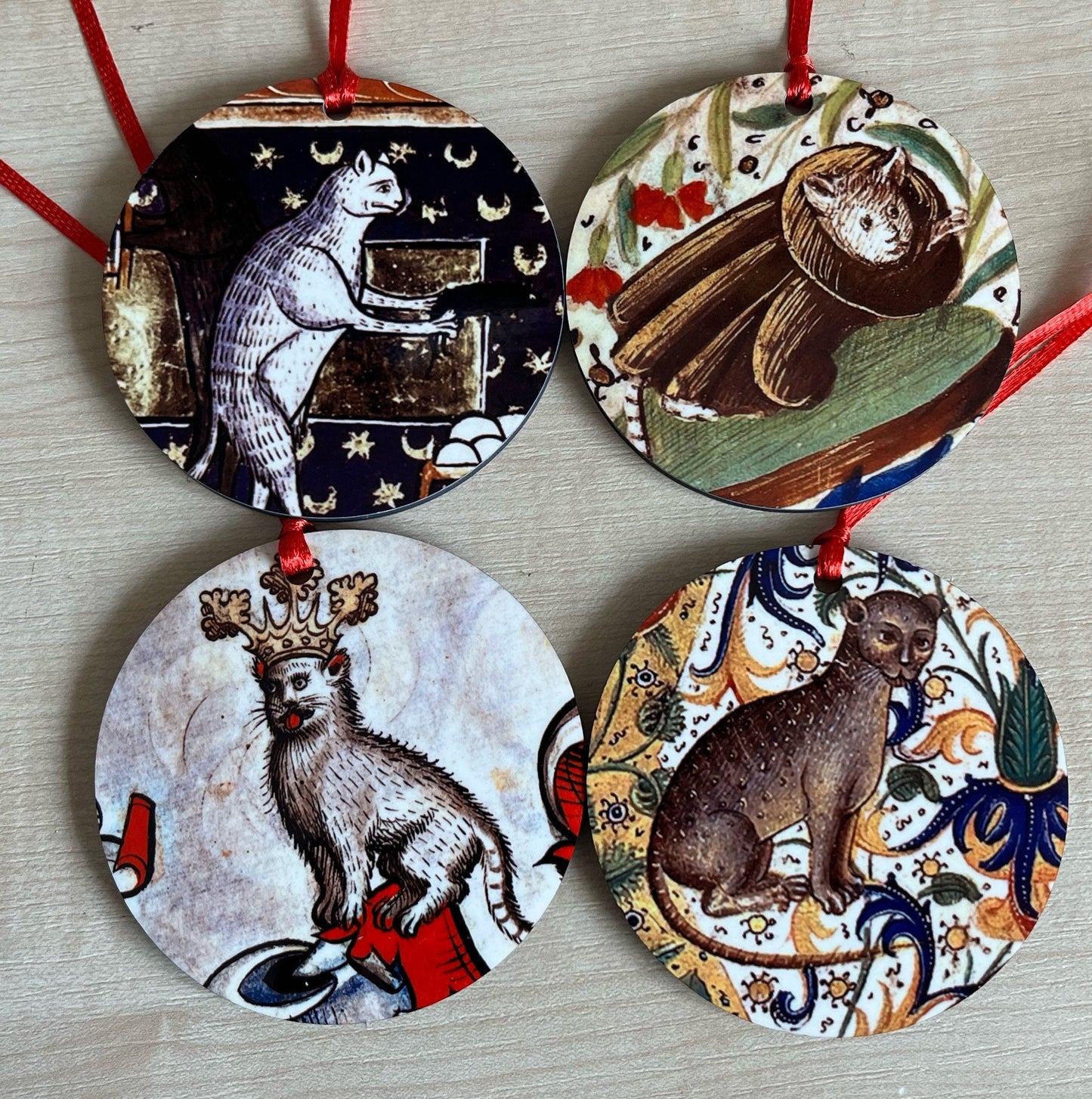 Medieval Cat Tree Decorations - Double sided