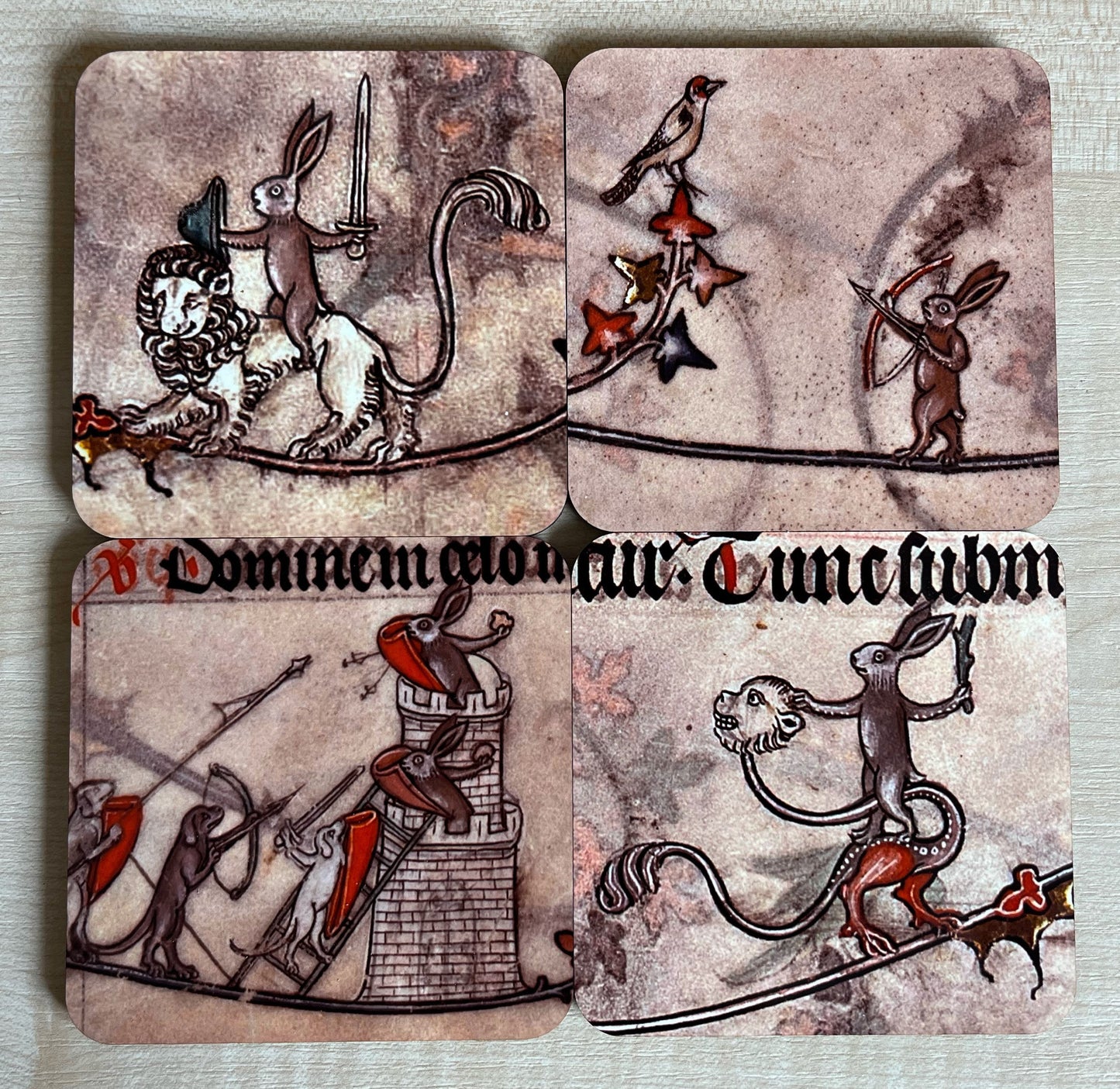 Battle Bunny coasters - set of 4