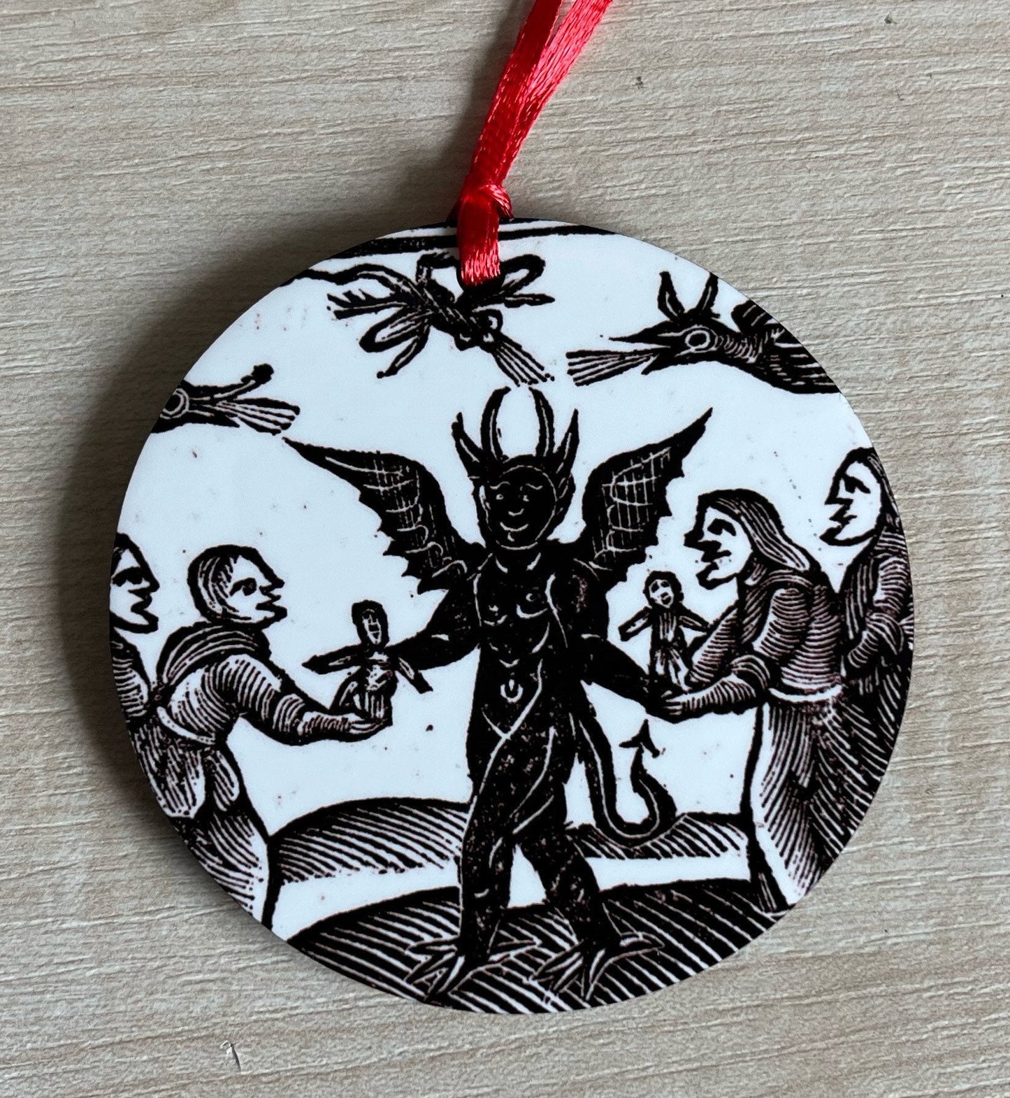 Woodcut Witches Tree Decorations - Double sided