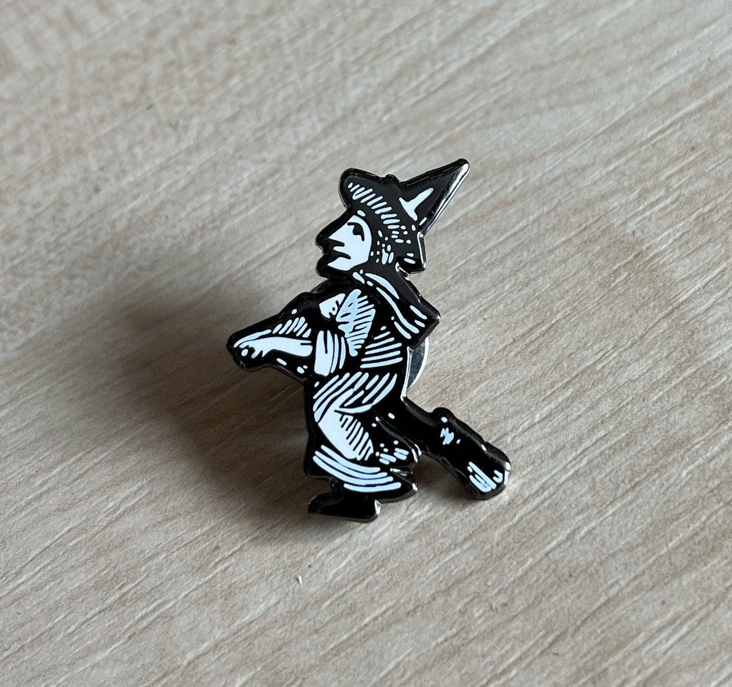 Enamel Witch on Broom Lapel Pin