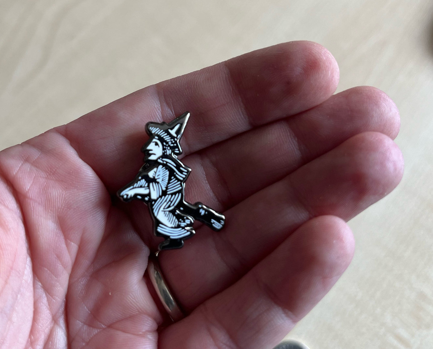 Enamel Witch on Broom Lapel Pin