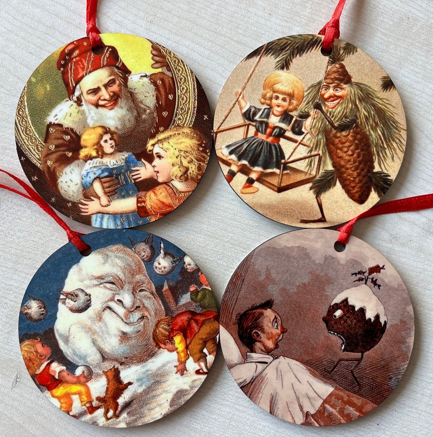 Creepy Vintage Christmas Tree Decorations (set 1) - Double sided