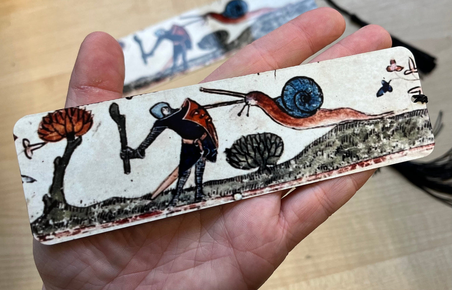 Medieval Knight and Snail Bookmark (aluminium) - Choose from 3 sizes
