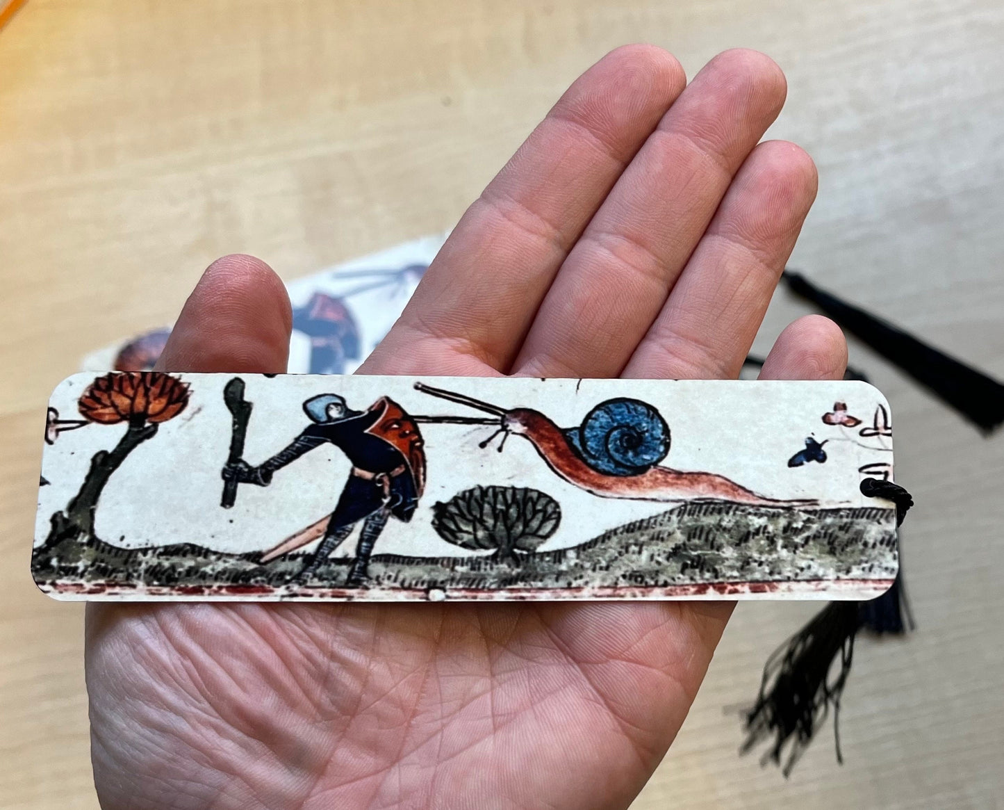 Medieval Knight and Snail Bookmark (aluminium) - Choose from 3 sizes