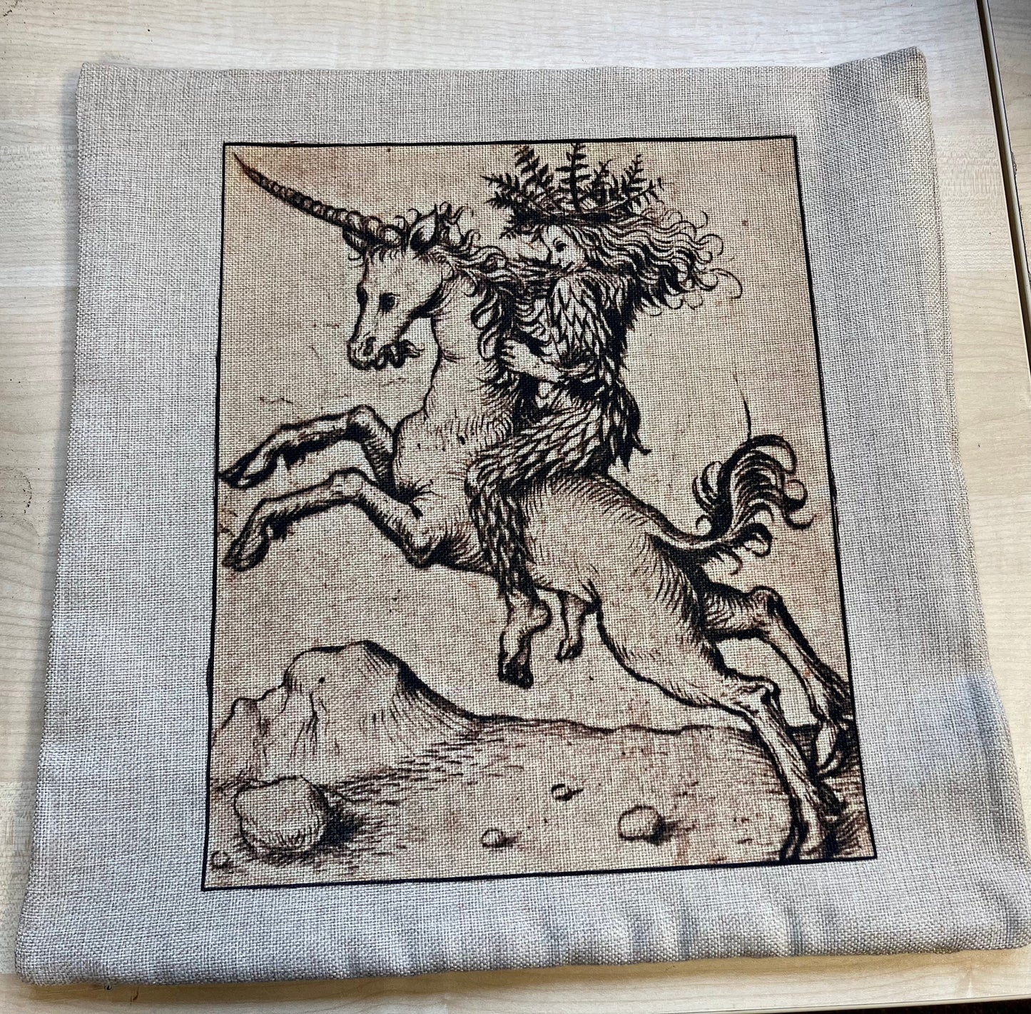 Wild Woman on Unicorn Cushion Cover 40cm x 40cm - (cover only)