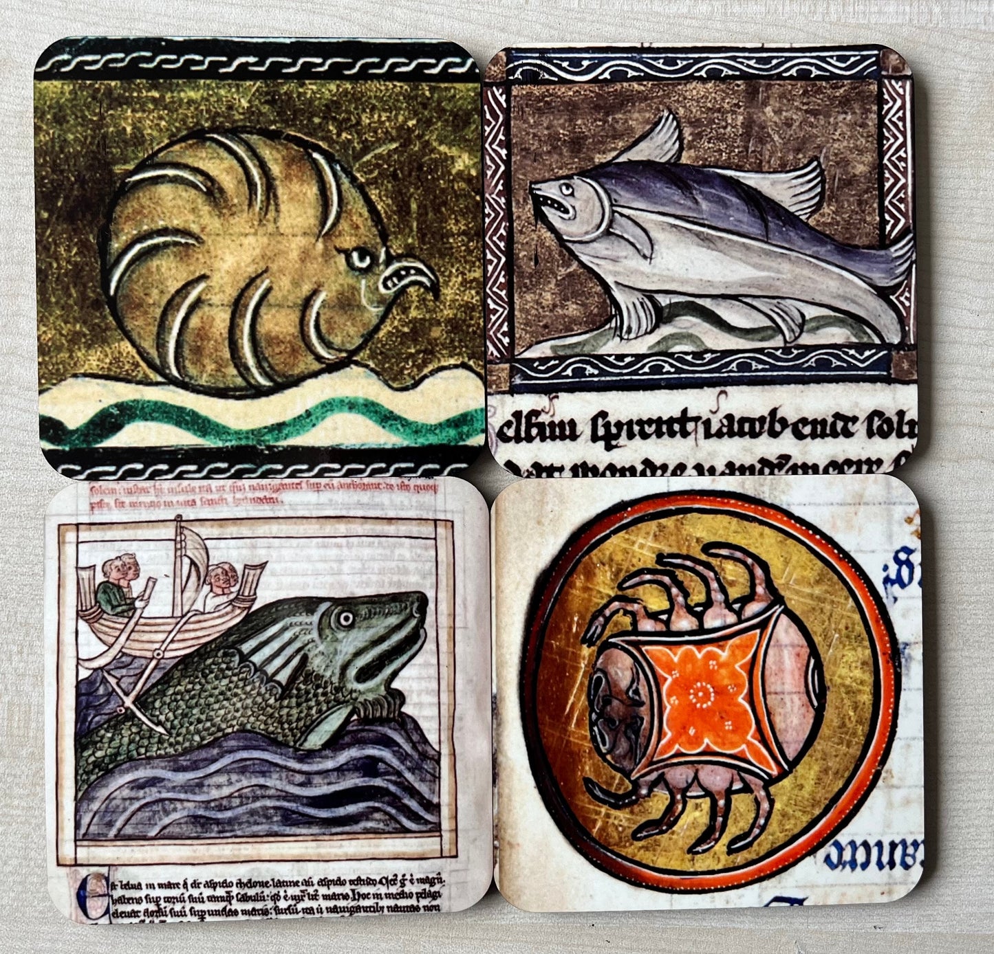 Medieval Sea Life Coasters - set of 4