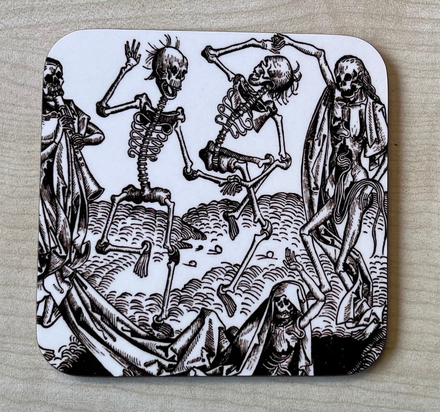 B&W Dance of Death design coasters - set of 4