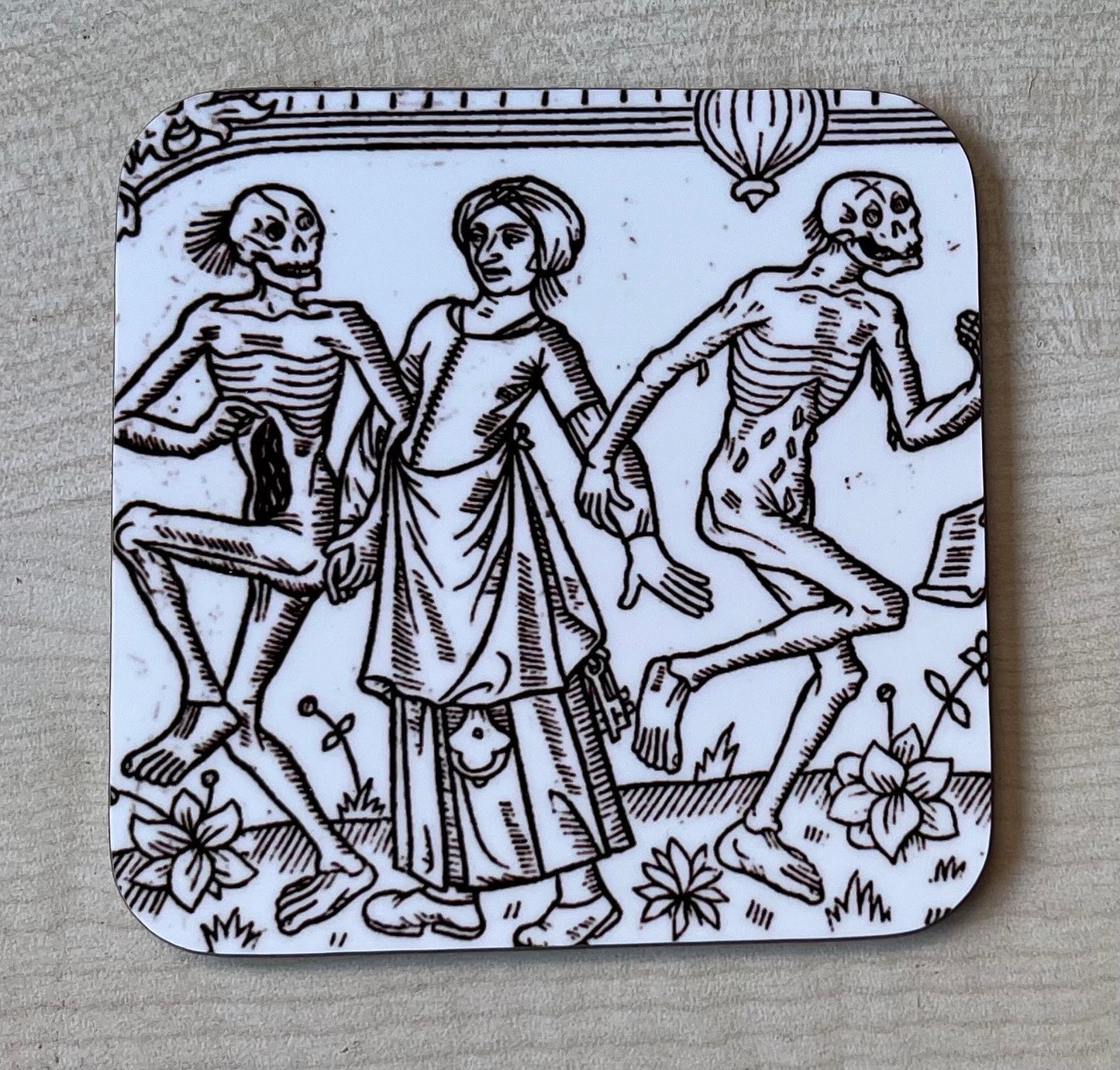 B&W Dance of Death design coasters - set of 4