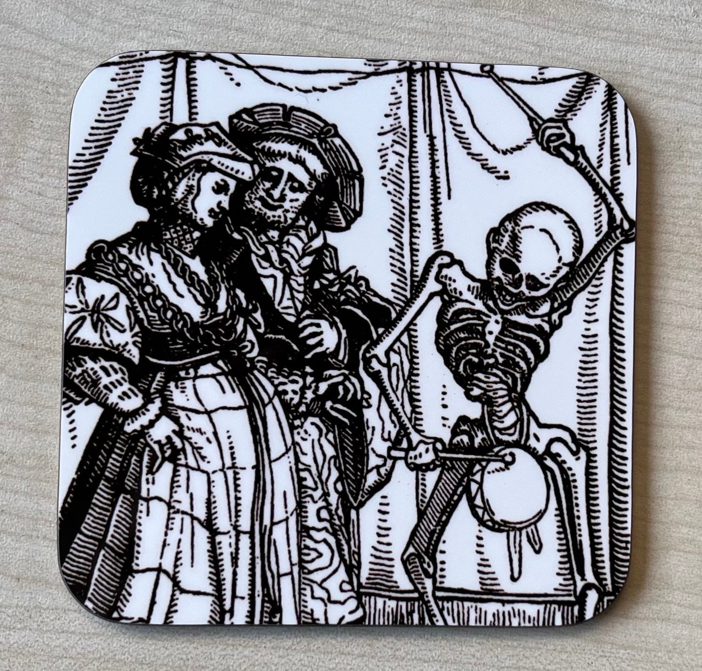 B&W Dance of Death design coasters - set of 4
