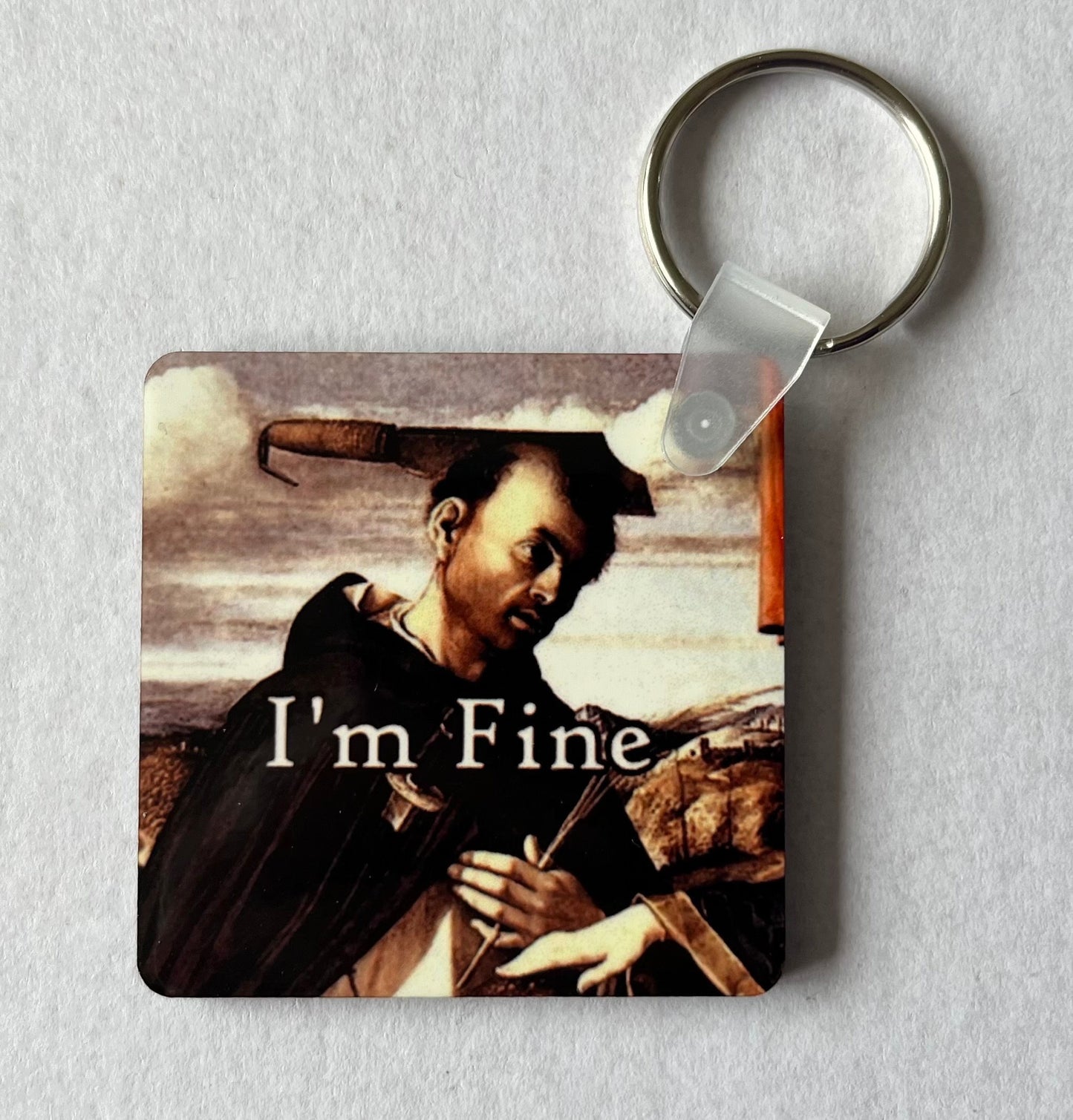 I’m Fine Monk Keyring (double sided)