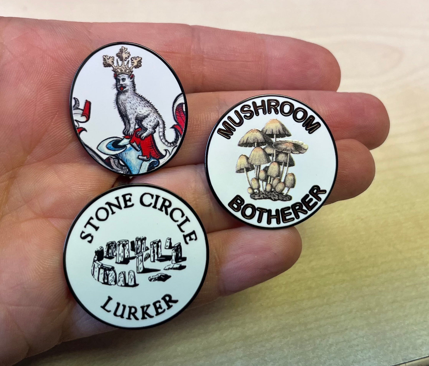 Enamel Medieval Crowned Cat Lapel Pin