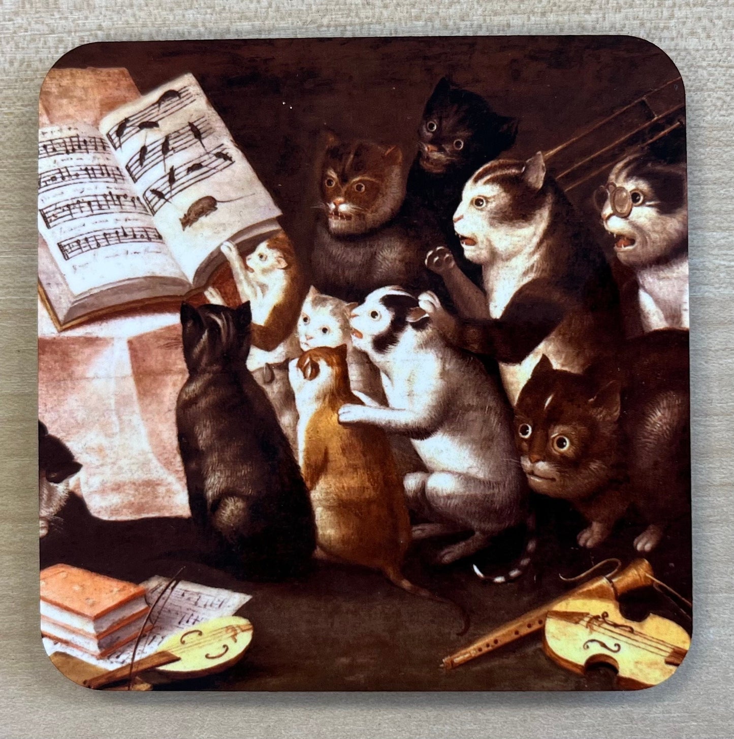 Cat School Painting coasters - set of 4