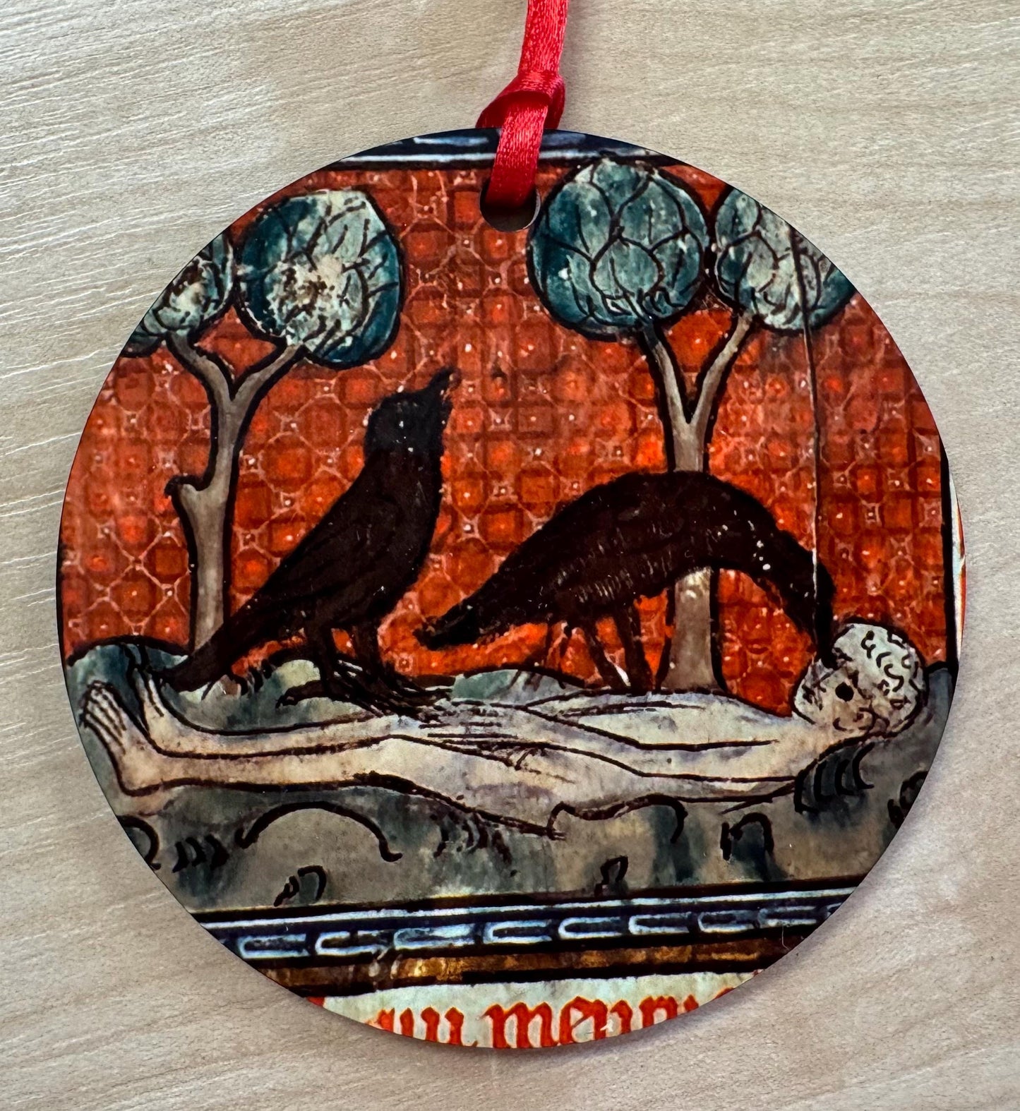 Medieval Crow Tree Decorations - Double sided