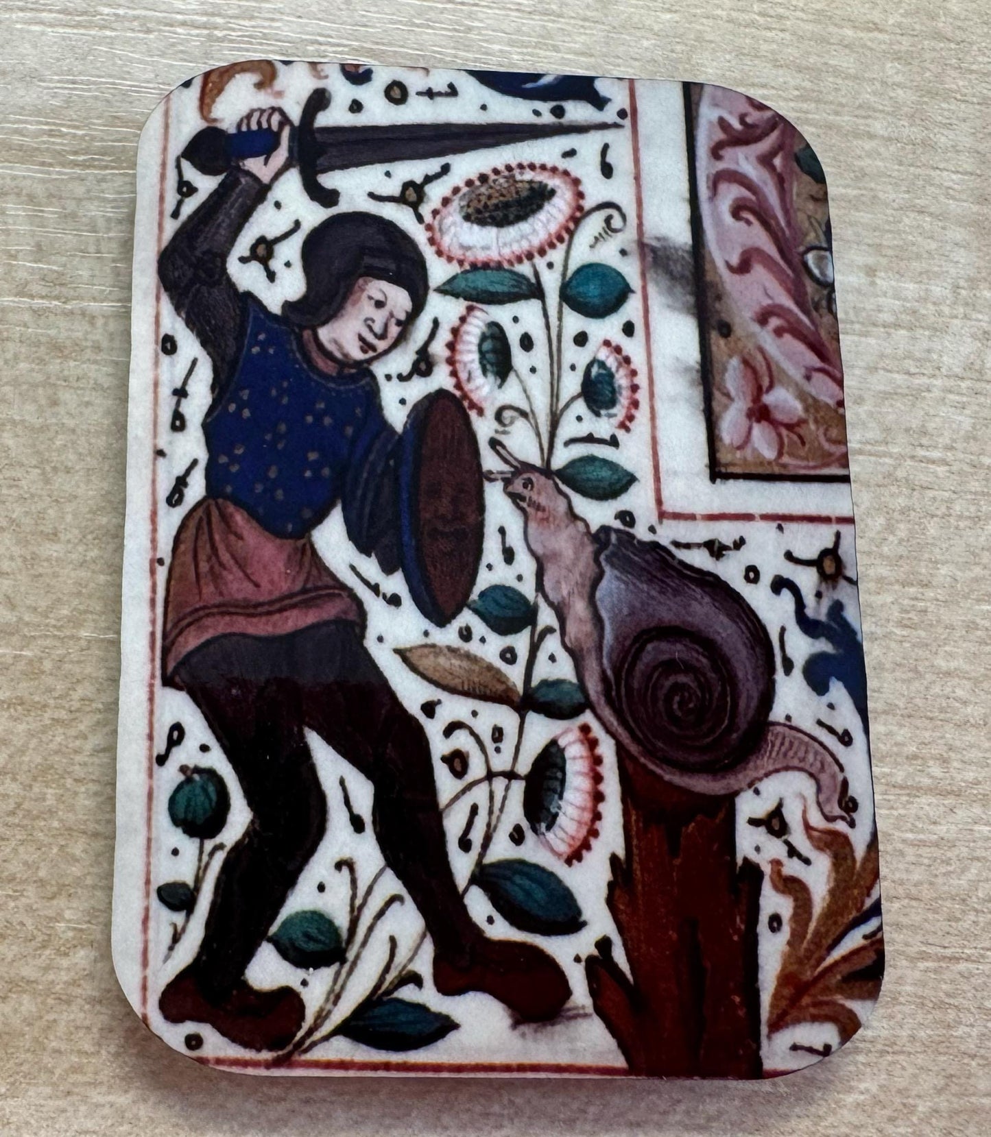 Medieval Knight vs Snail Fridge Magnets - set of 4
