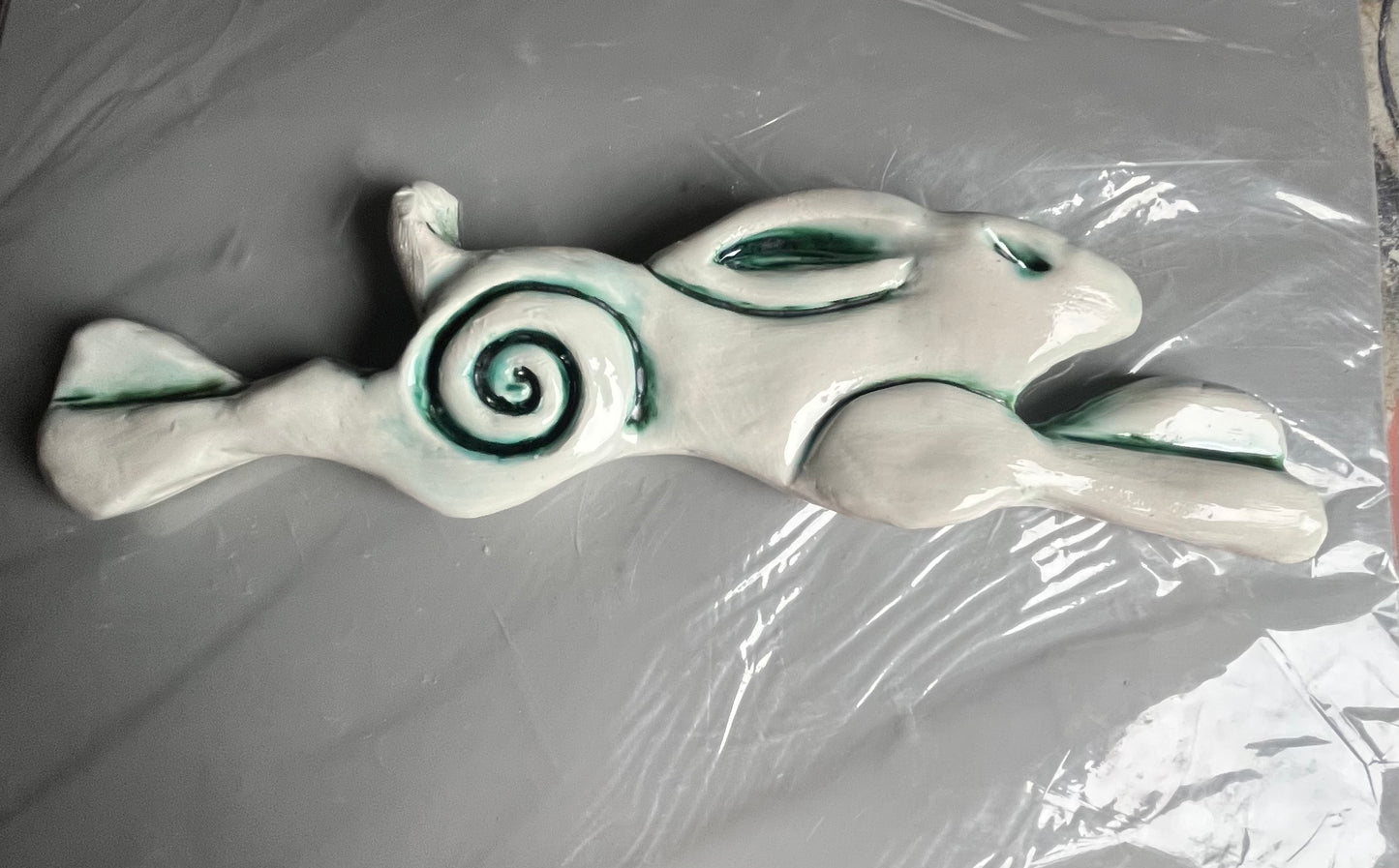Large Leaping Hare Wall Plaque with oxides